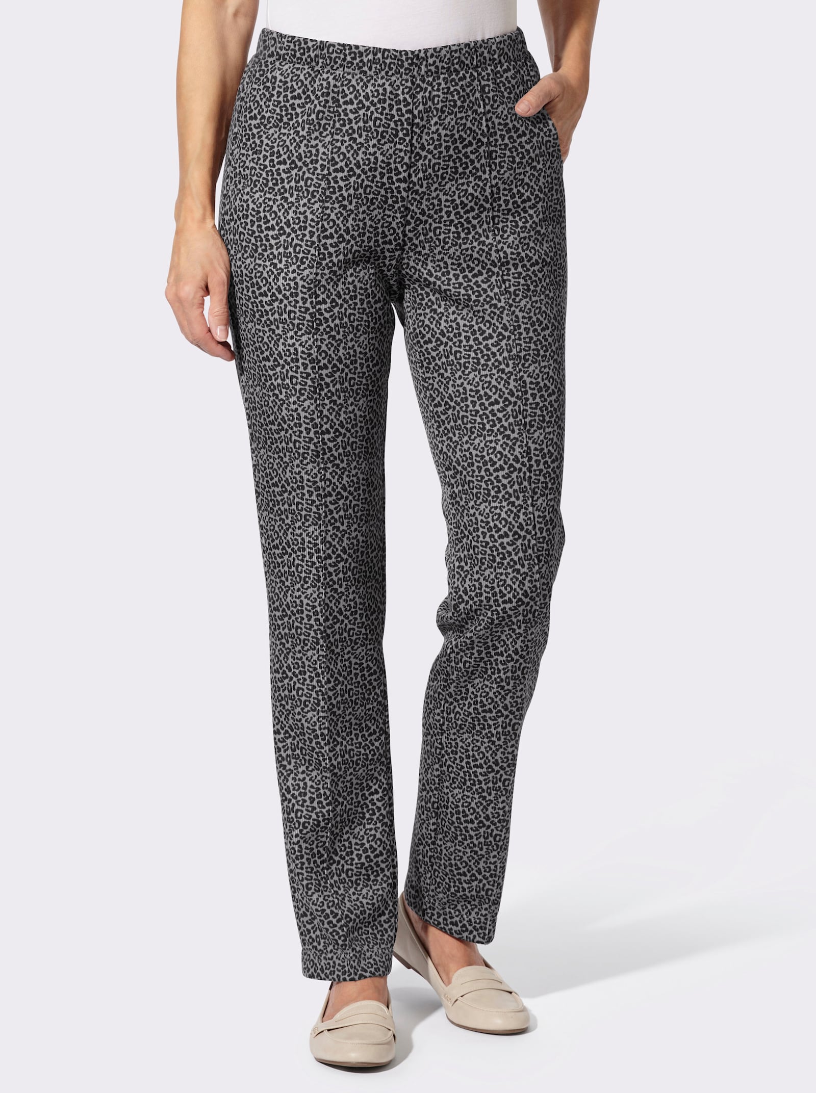 Jerseyhose in Ripp-Qualität - grau-graphit-bedruckt