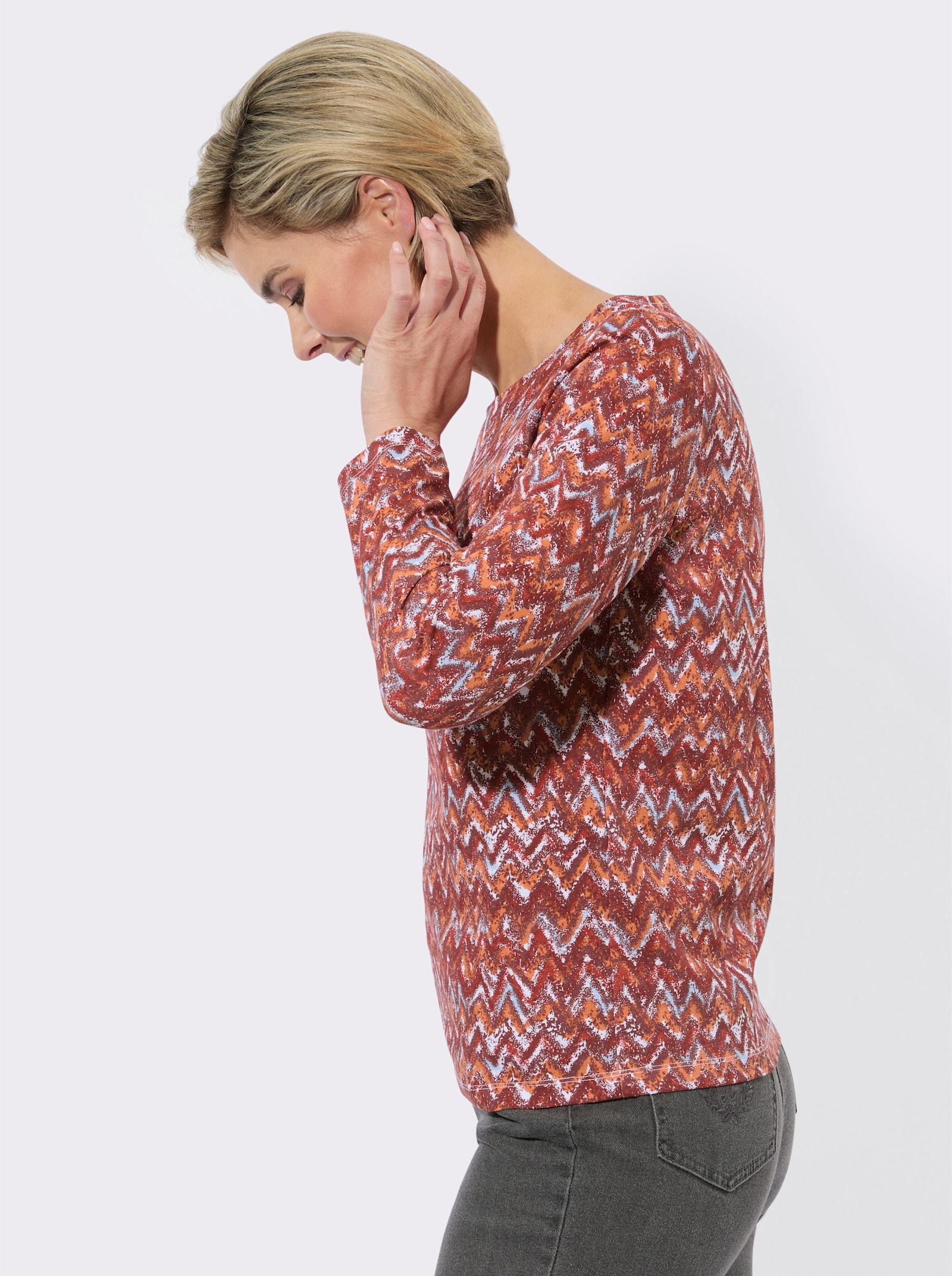 Shirt mit Grafik-Muster - rotbraun-papaya-bedruckt