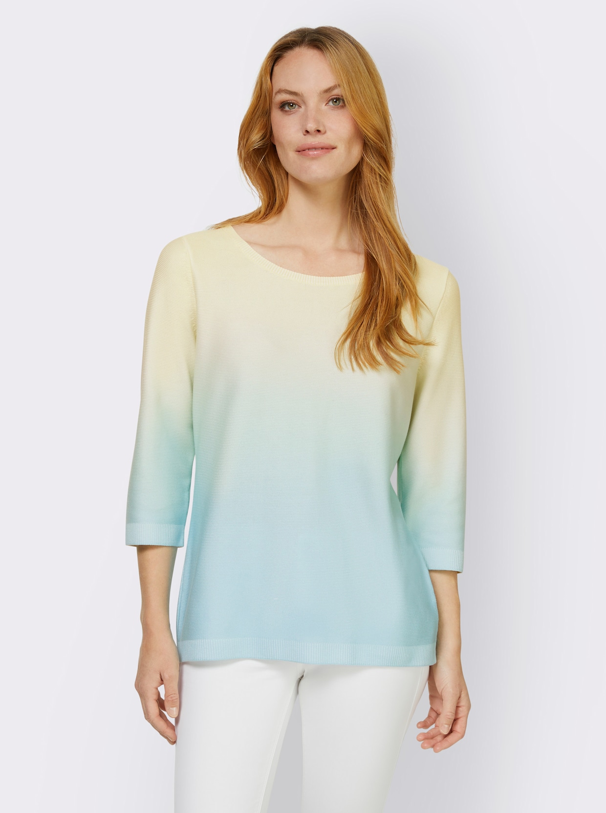 heine Pullover met 3/4-mouwen - aqua/citroen gedessineerd