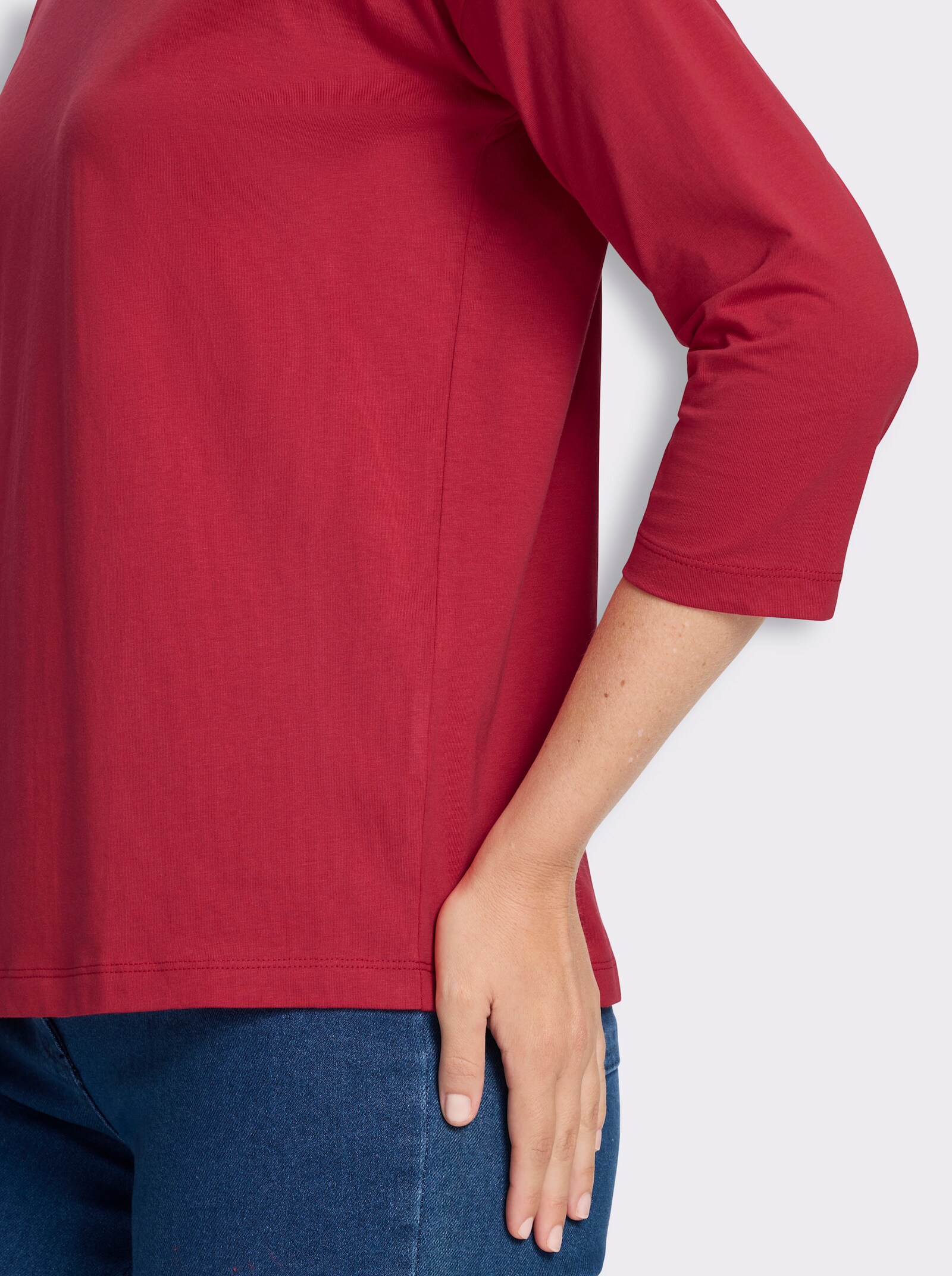 3/4-Arm-Shirt in Baumwoll-Qualität - erdbeere