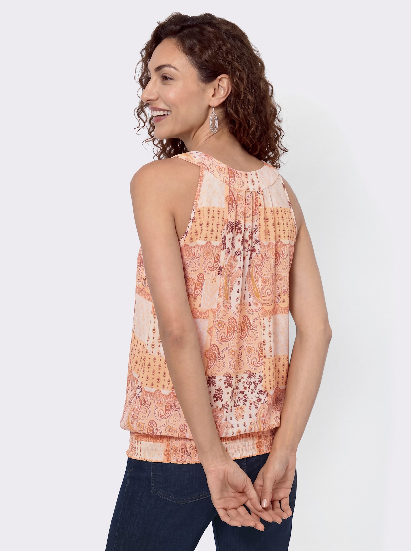 Shirttop mit Allover-Druck - papaya-ecru-bedruckt