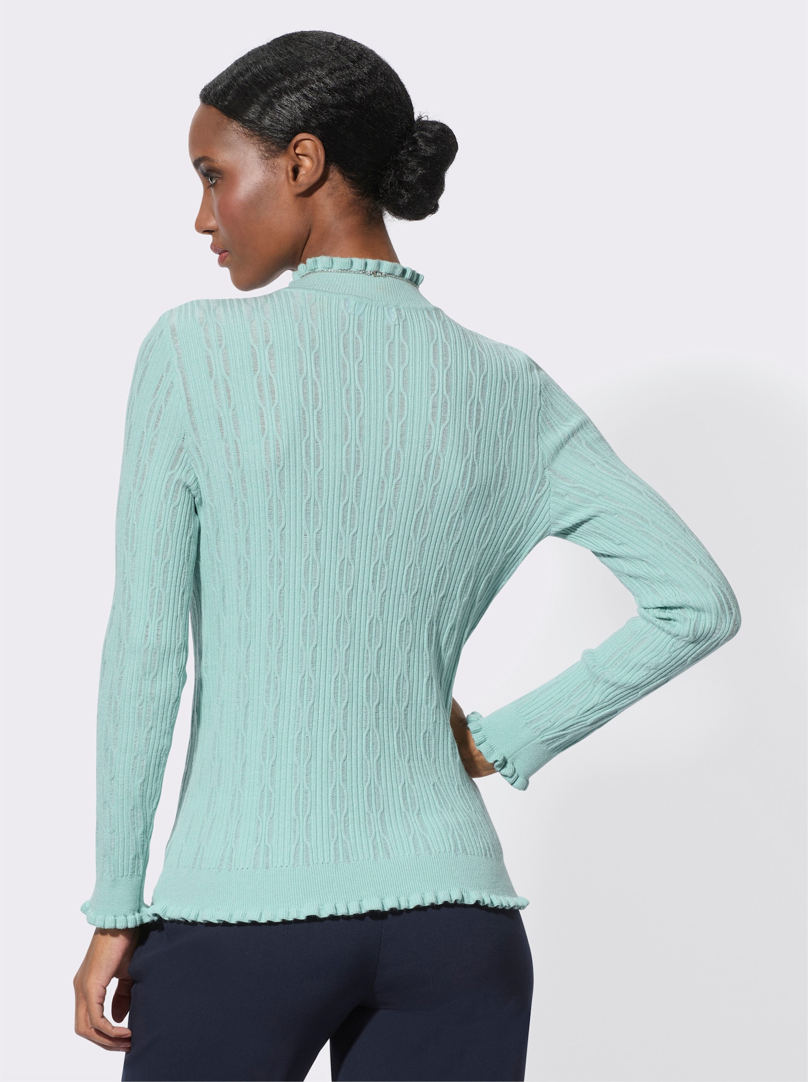 Langarm-Pullover mit Einstrick-Muster - kalkmint