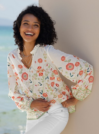 heine Druckbluse - champagner-schilf-bedruckt