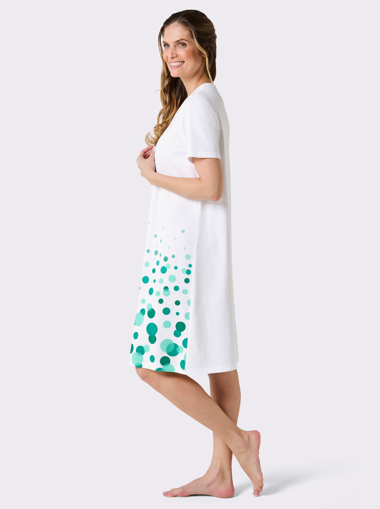 wäschepur Nachthemden - weiß-blaugrün-bedruckt + weiß-hellgrau-bedruckt