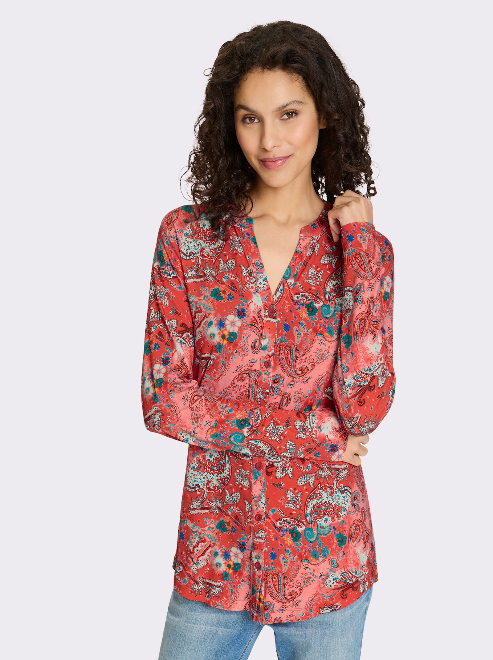 heine Blusenshirt mit Paisley-Print - erdbeere-bedruckt