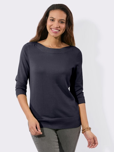 3/4-Arm-Pullover mit U-Boot-Ausschnitt - marine