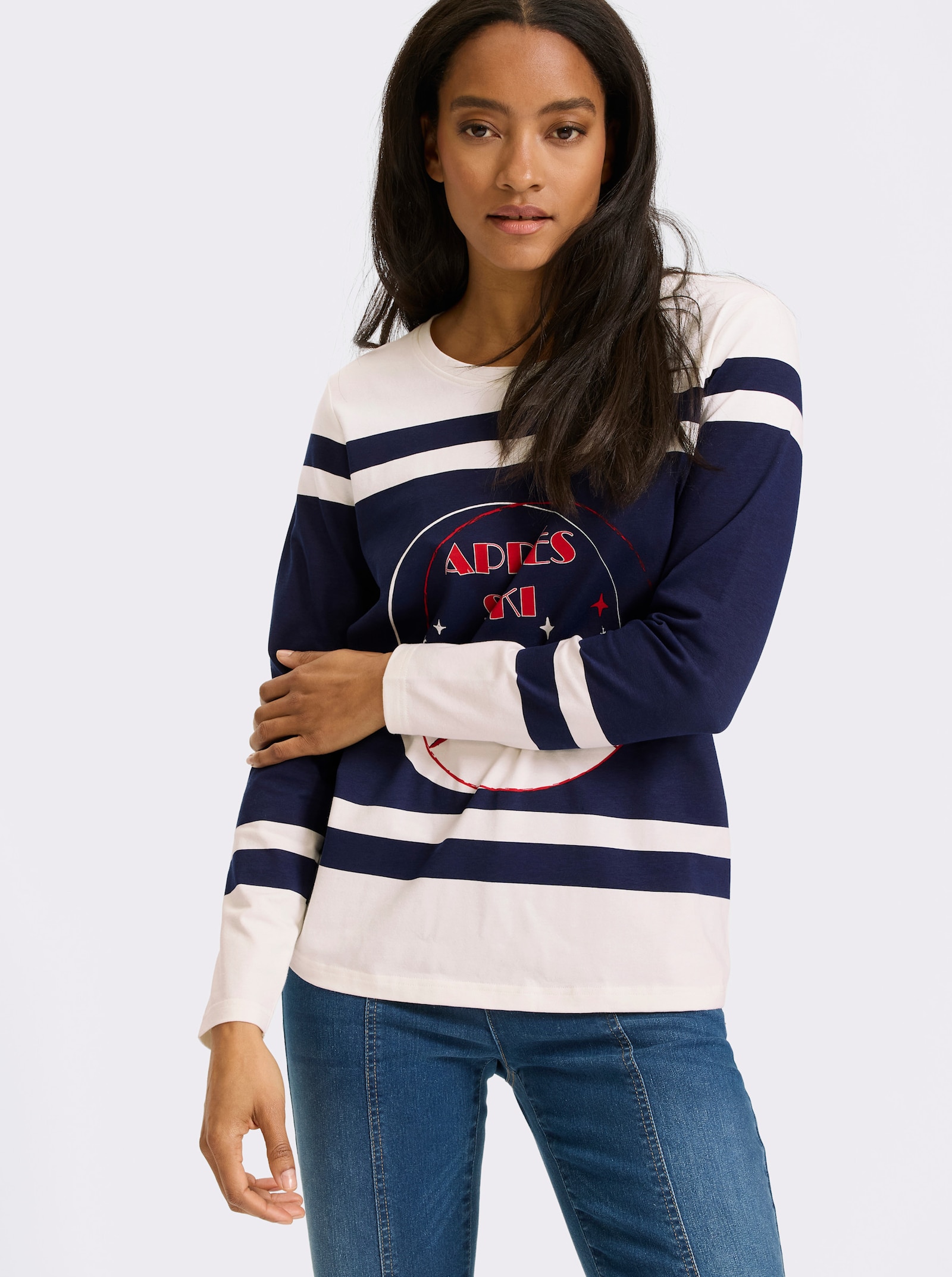 heine Langarmshirt mit Print-Motiv - ecru-bedruckt