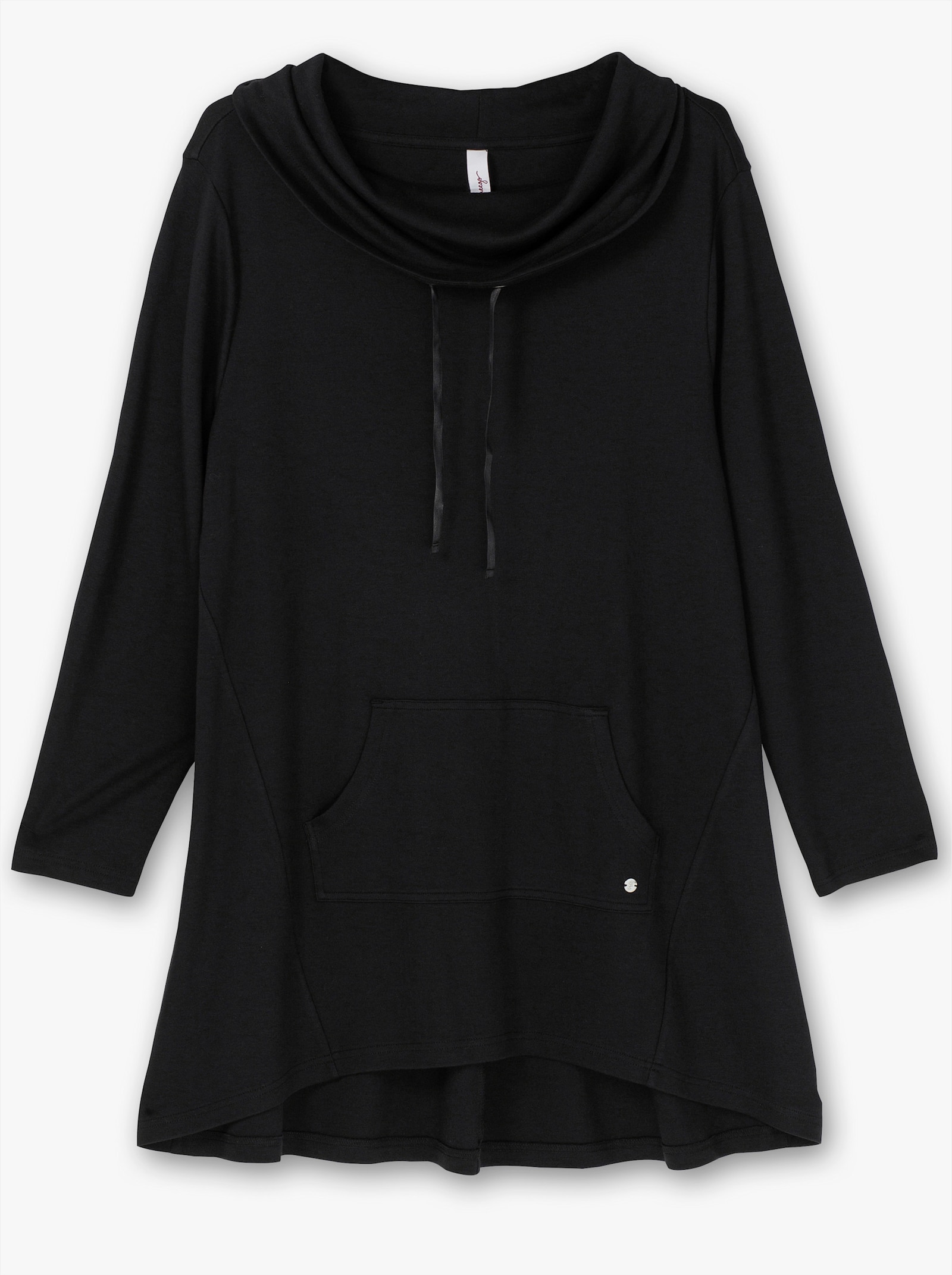sheego Oversized shirt met satijnen bandjes - zwart