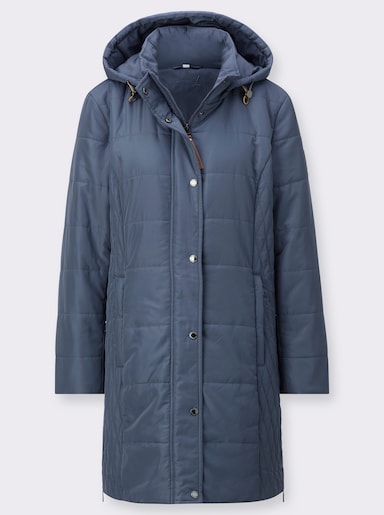 Longjacke mit abzippbarer Kapuze - rauchblau
