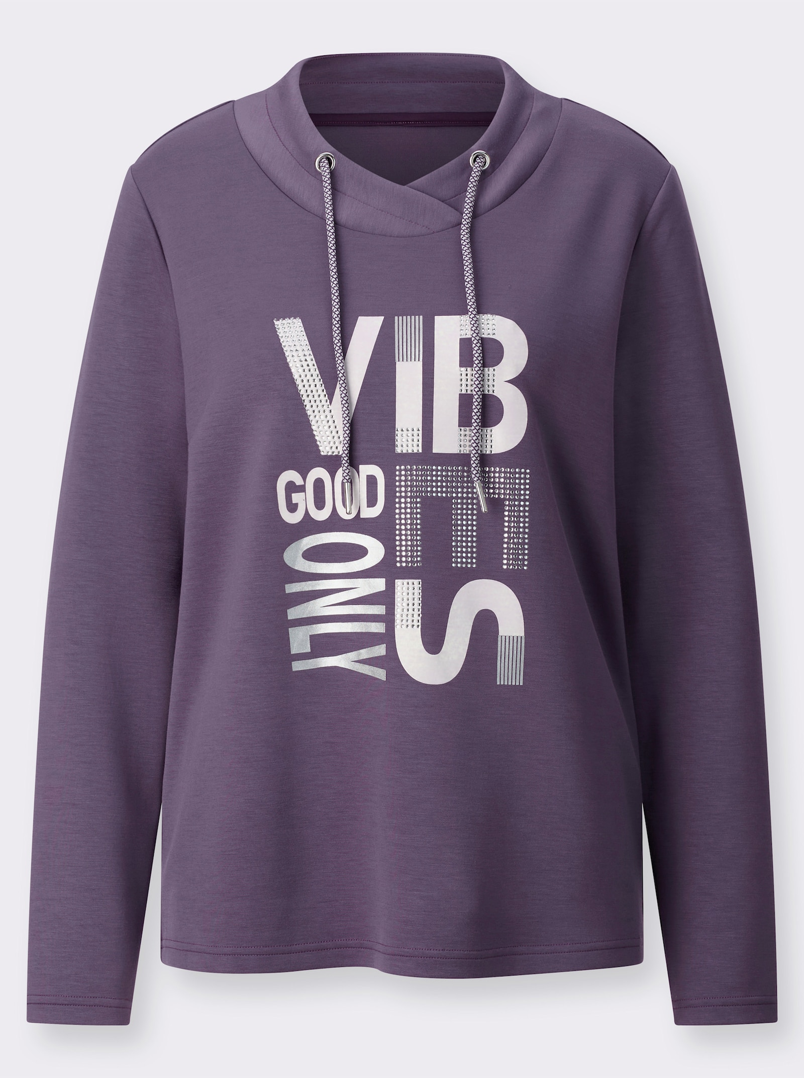 Langarmshirt mit silberfarbigem Print - feige