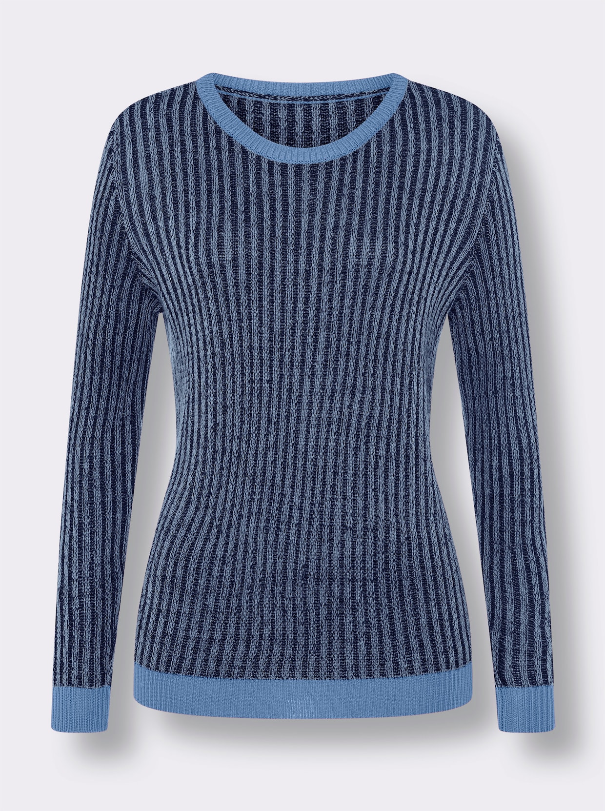 Langarm-Pullover - marine-himmelblau