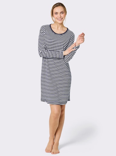 wäschepur Sleepshirt im Ringel-Look - marine-weiß