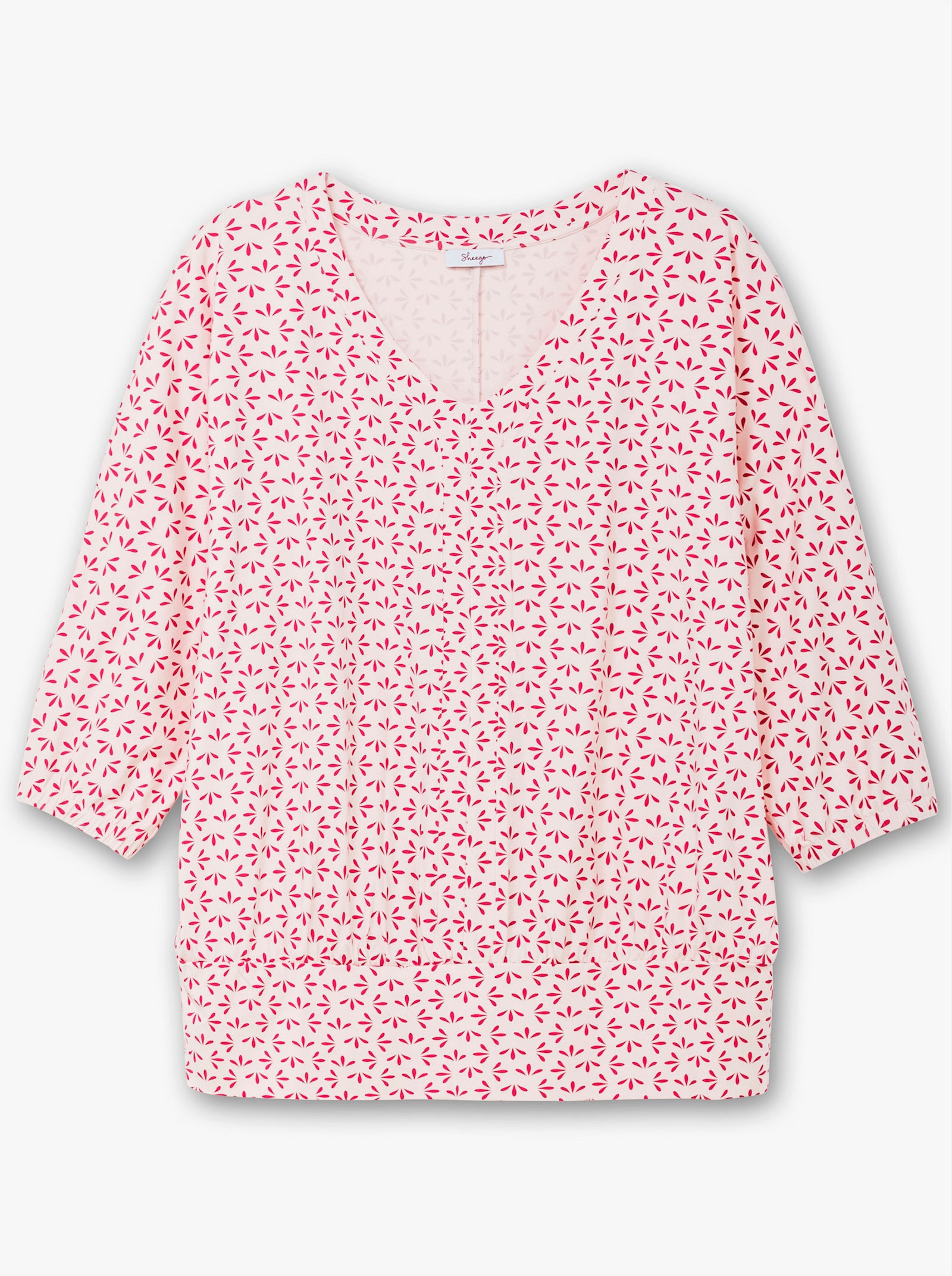 sheego Fledermausshirt mit Minimalprint - blumiges pink-gemustert