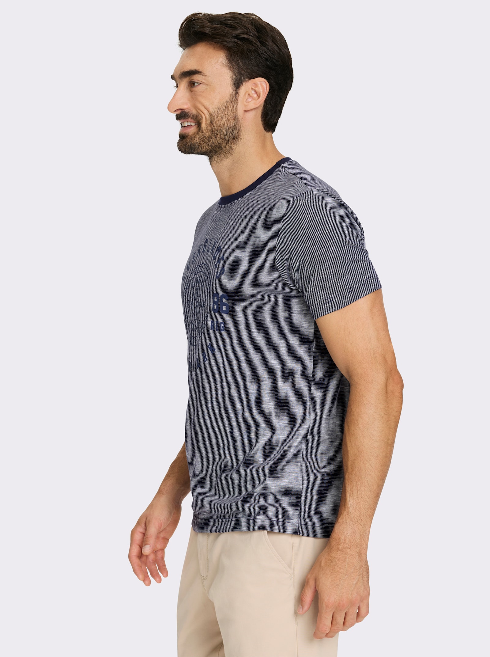 Catamaran T-Shirt mit Streifen, garngefärbt - marine-gestreift