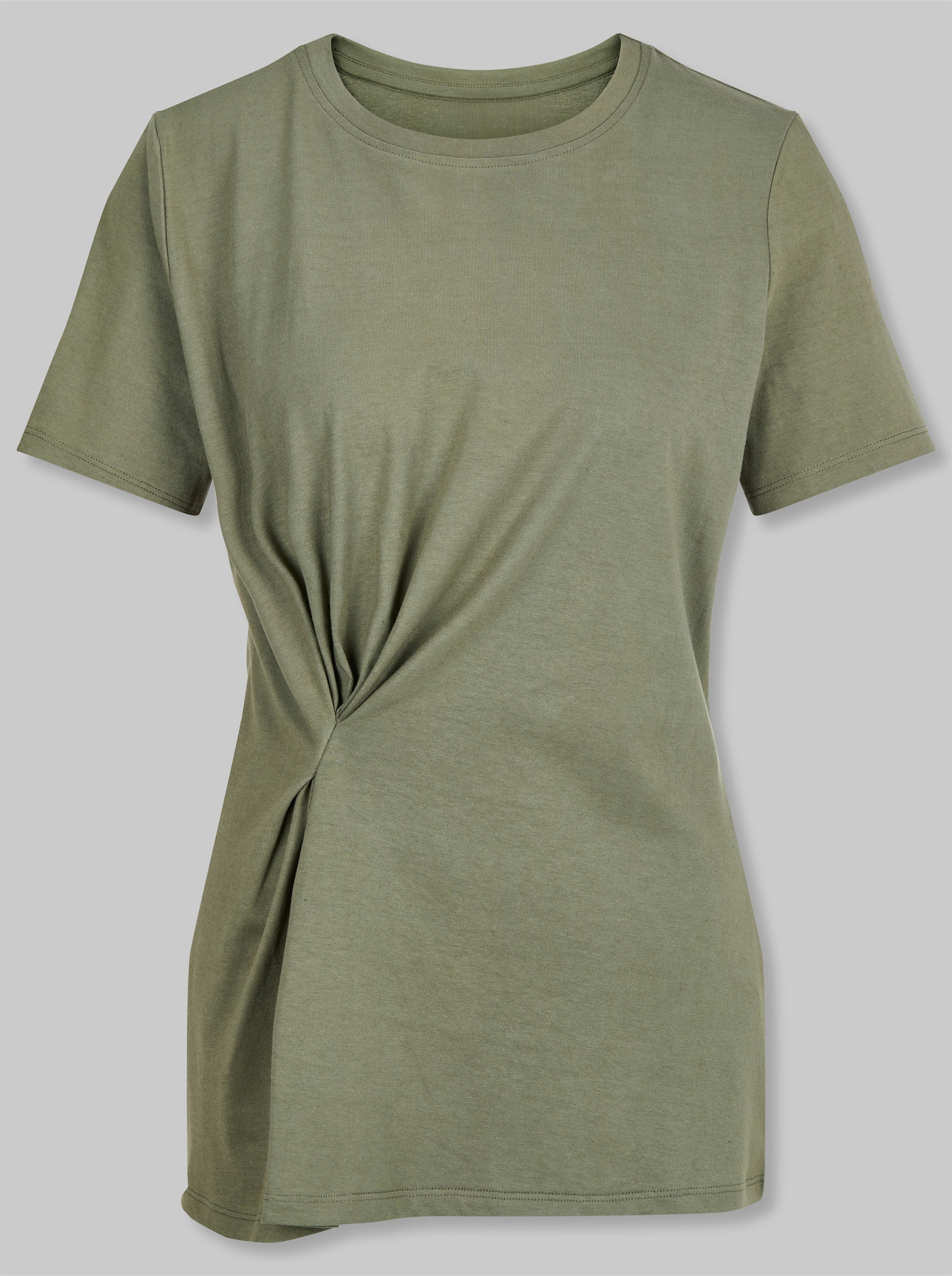 heine Kurzarmshirt mit Faltenwurf - khaki