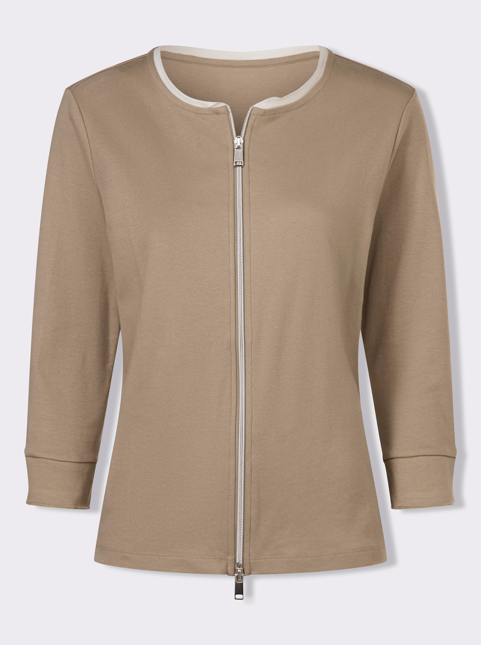 heine Shirtjacke mit 2-Wege-Zipper - schlamm