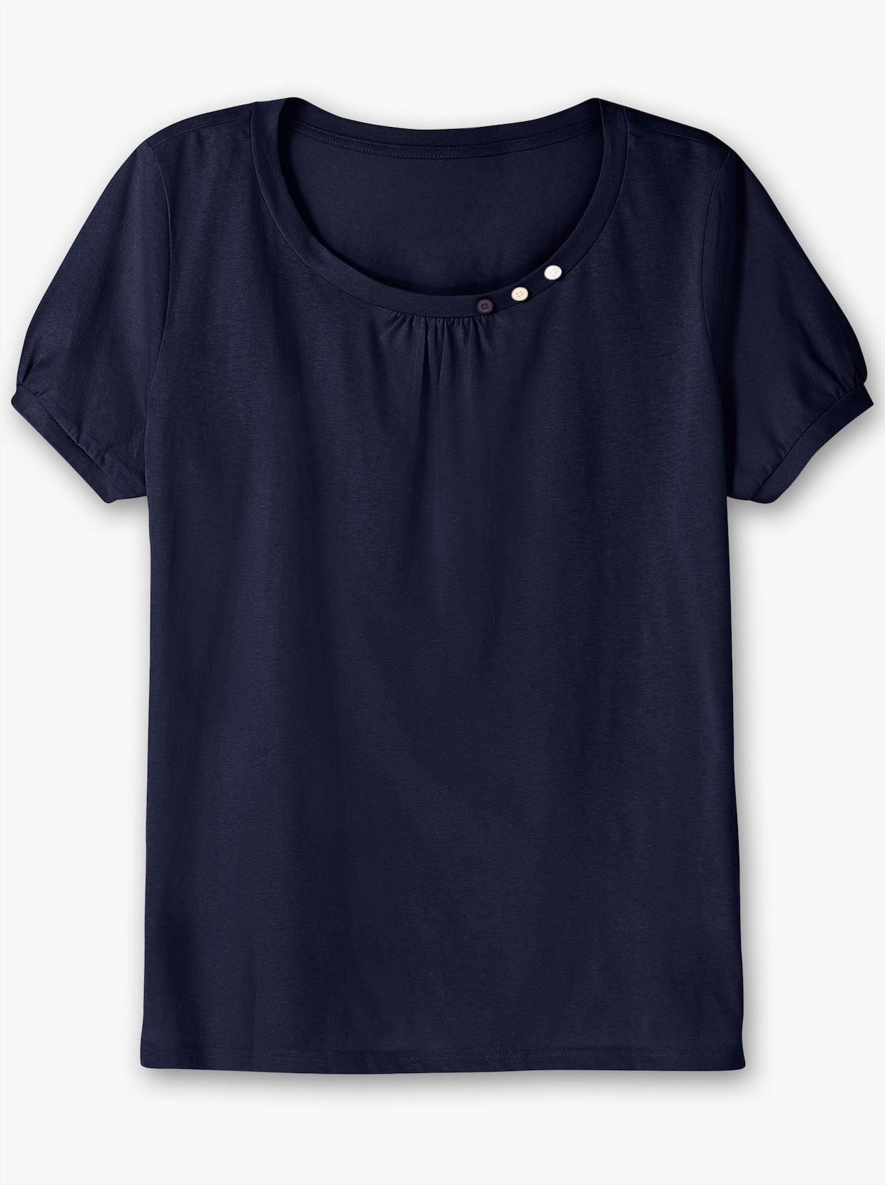 Longshirt mit gerafftem Ausschnitt - marine