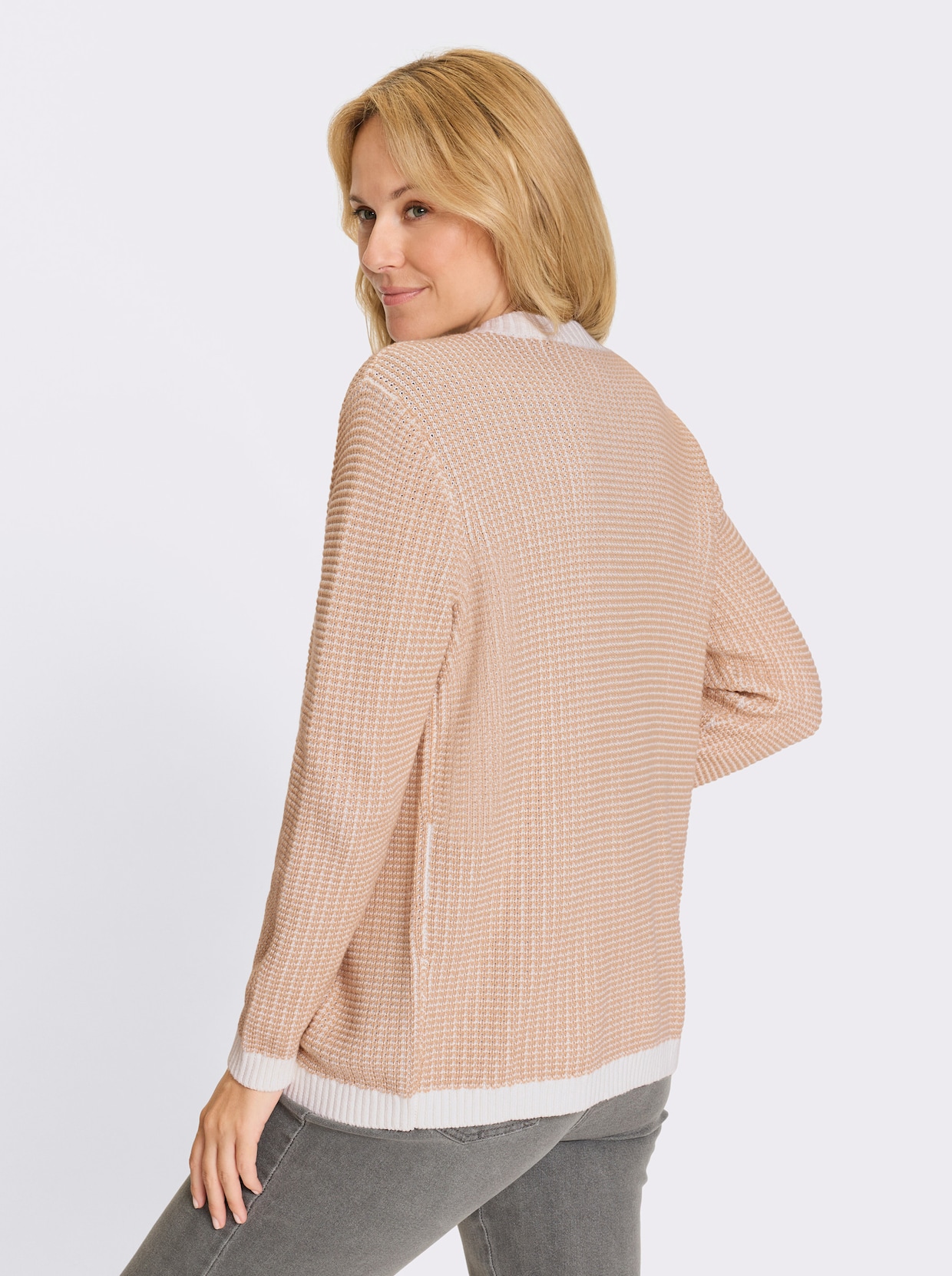 Strickjacke - beige-ecru-gemustert