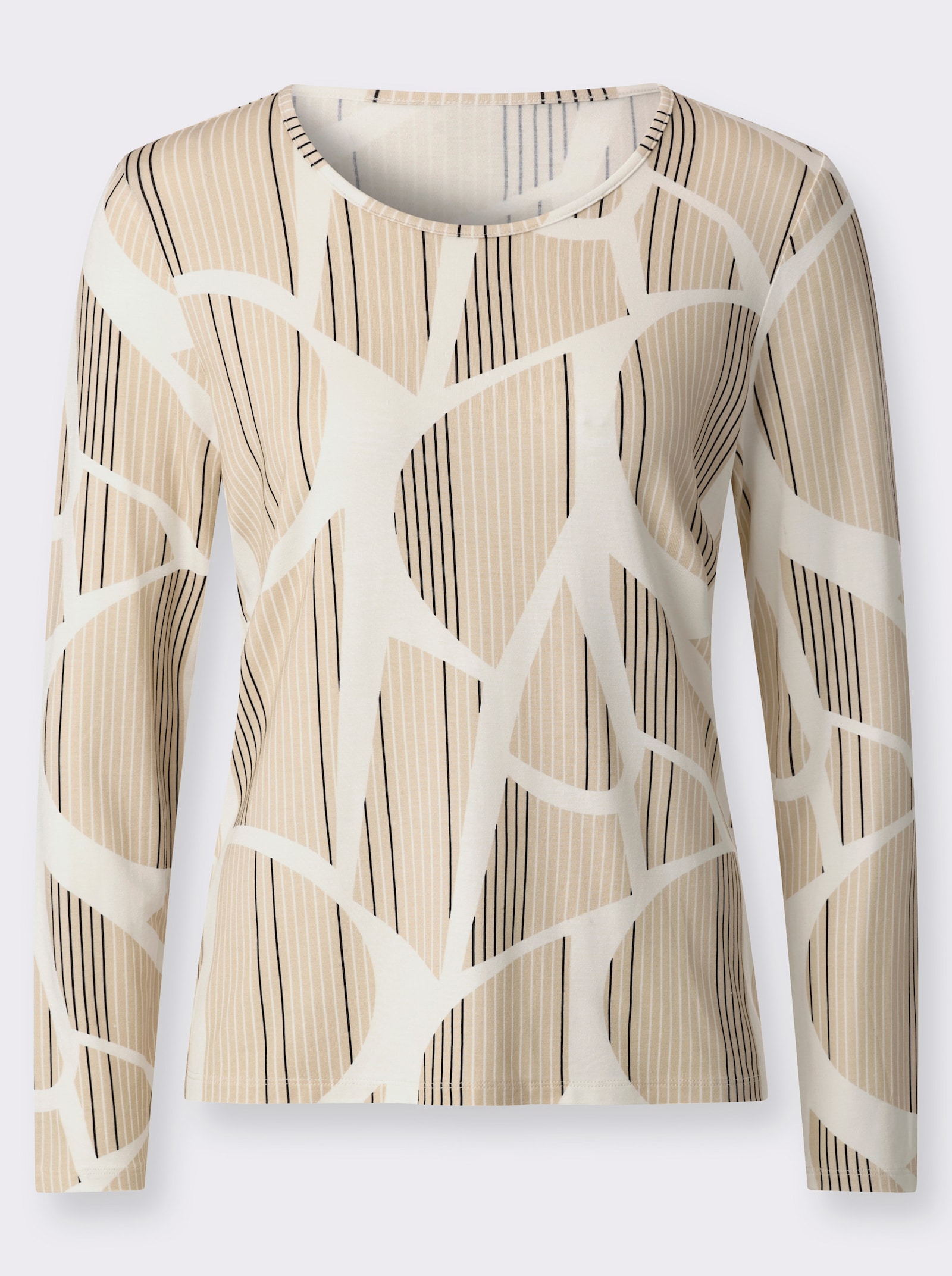 Rundhalsshirt mit Grafik-Muster - sand-ecru-bedruckt