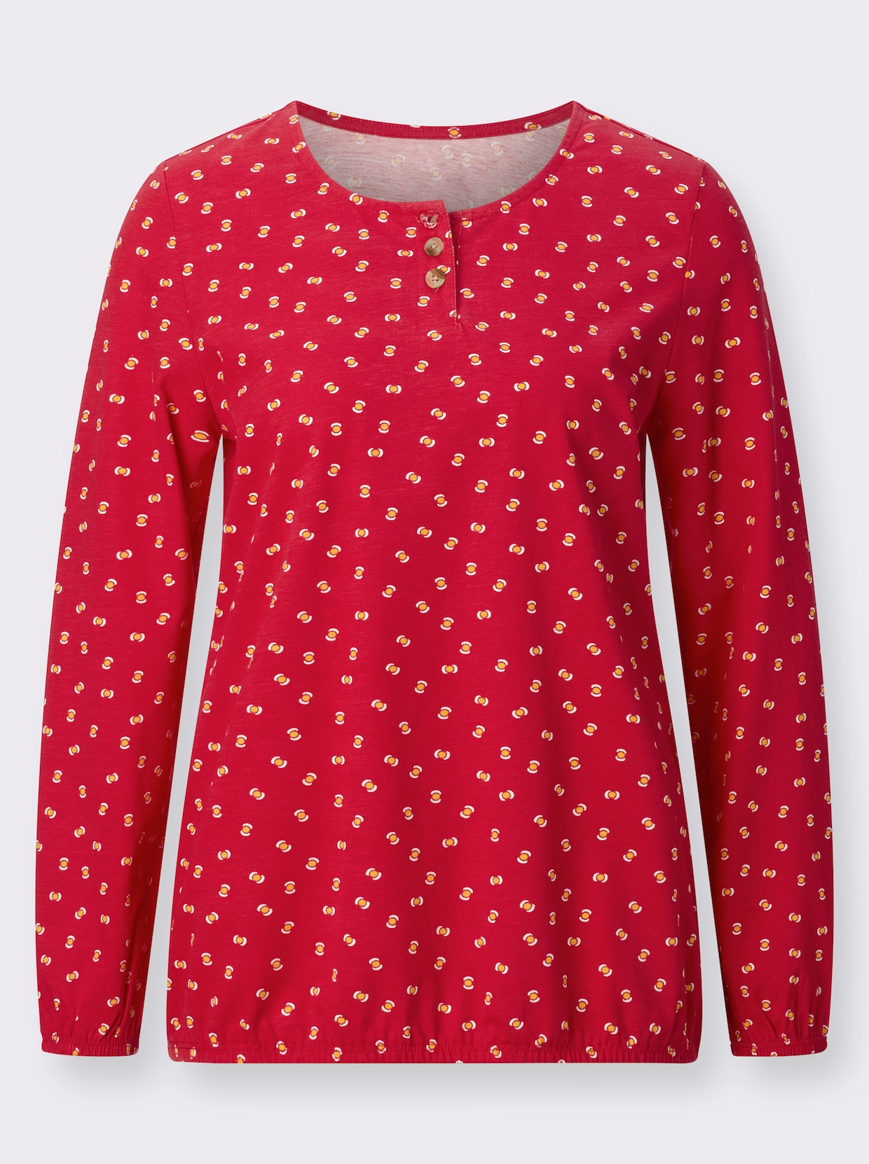 Shirt met lange mouwen - rood/oker bedrukt