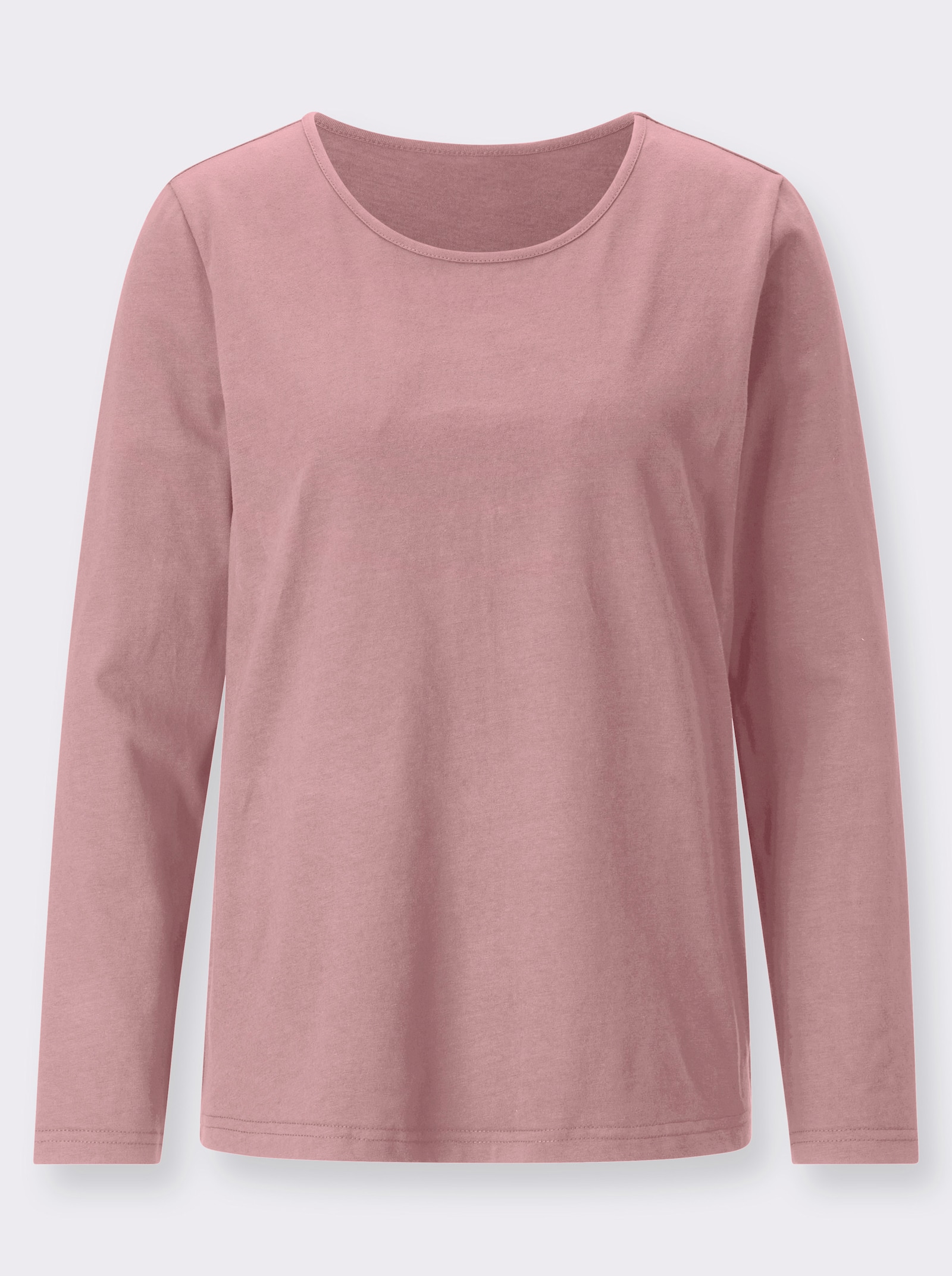 Tričko s dlouhým rukávem s kulatým výstřihem - růženínová