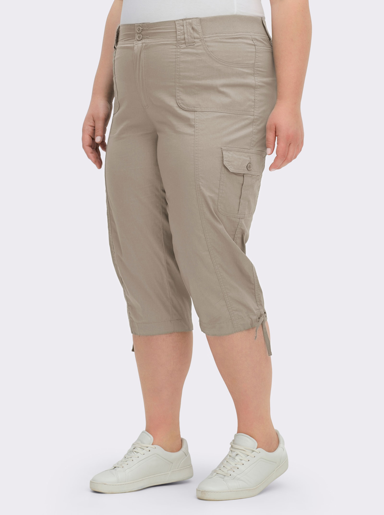 Caprihose mit weitenverstellbarem Saum - taupe