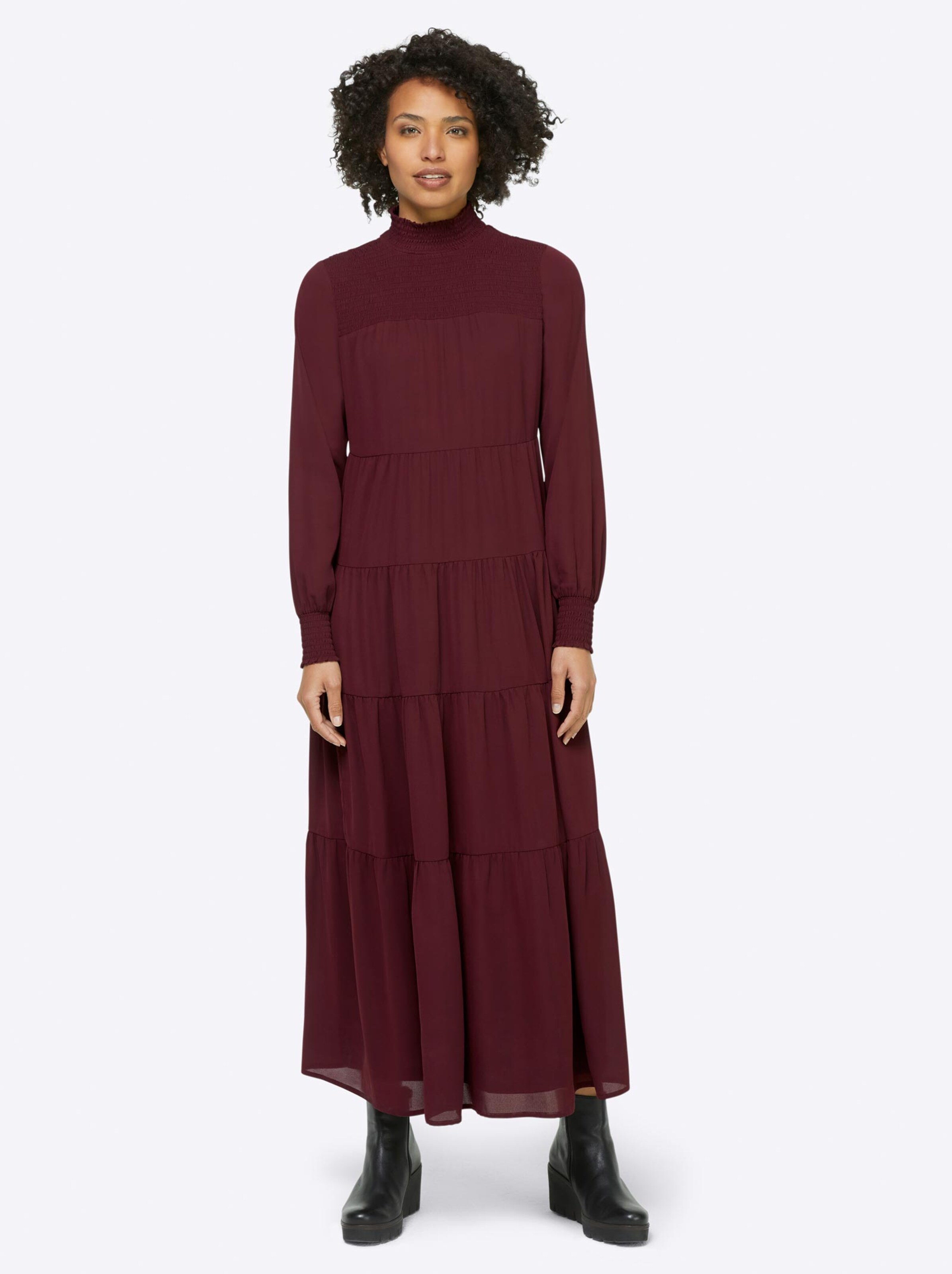 Damenmode Kleider Linea Tesini Kleid in burgund 
