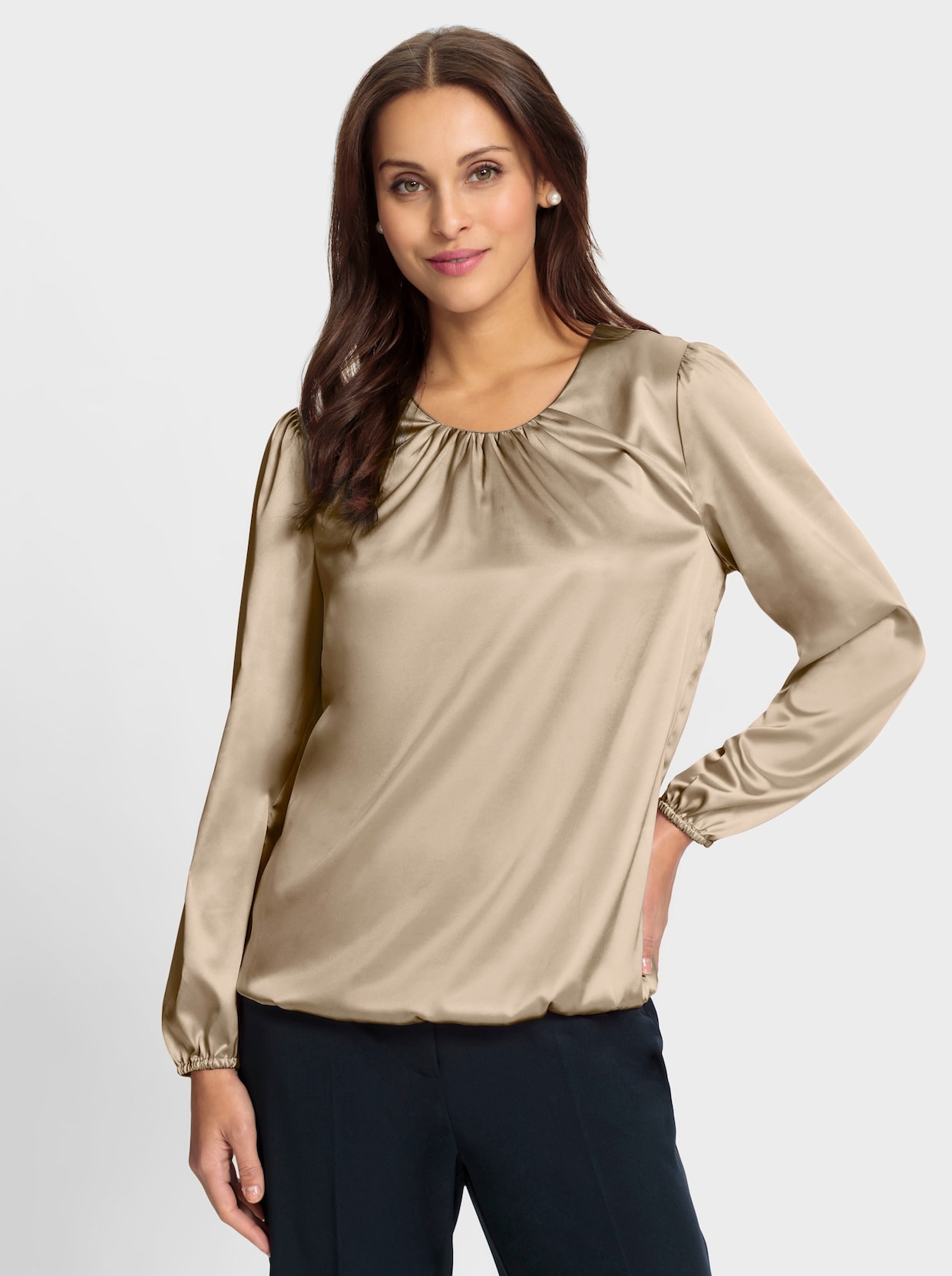 Satijnen blouse - beige