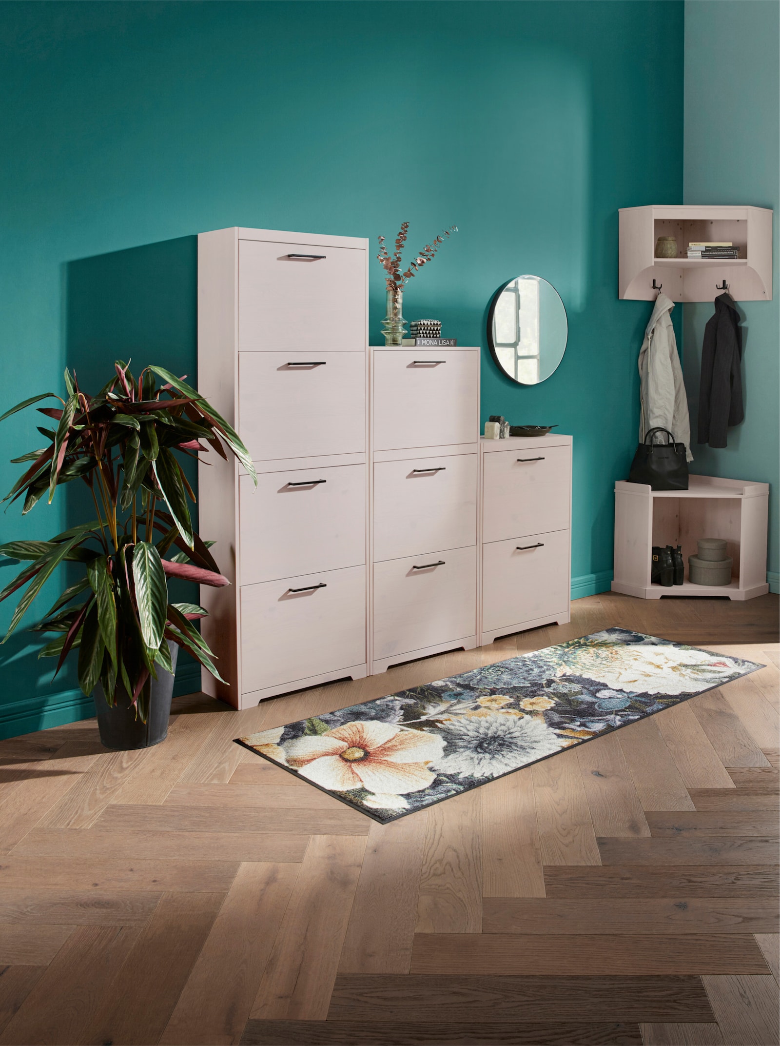 wash+dry by Kleen-Tex Paillasson - bleu pétrole-naturel