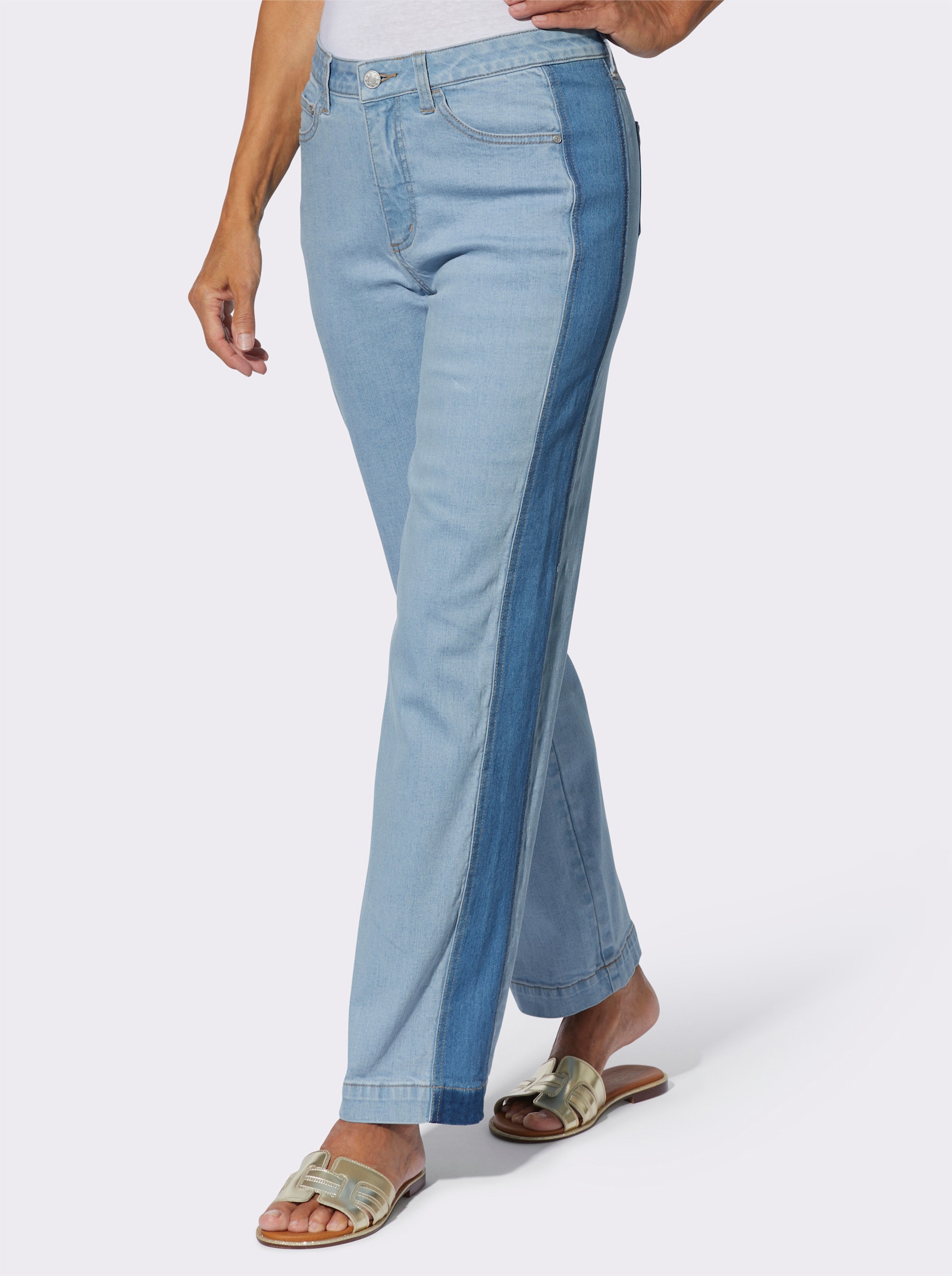 5-Pocket-Jeans mit seitlichen Kontrasten - blue-bleached