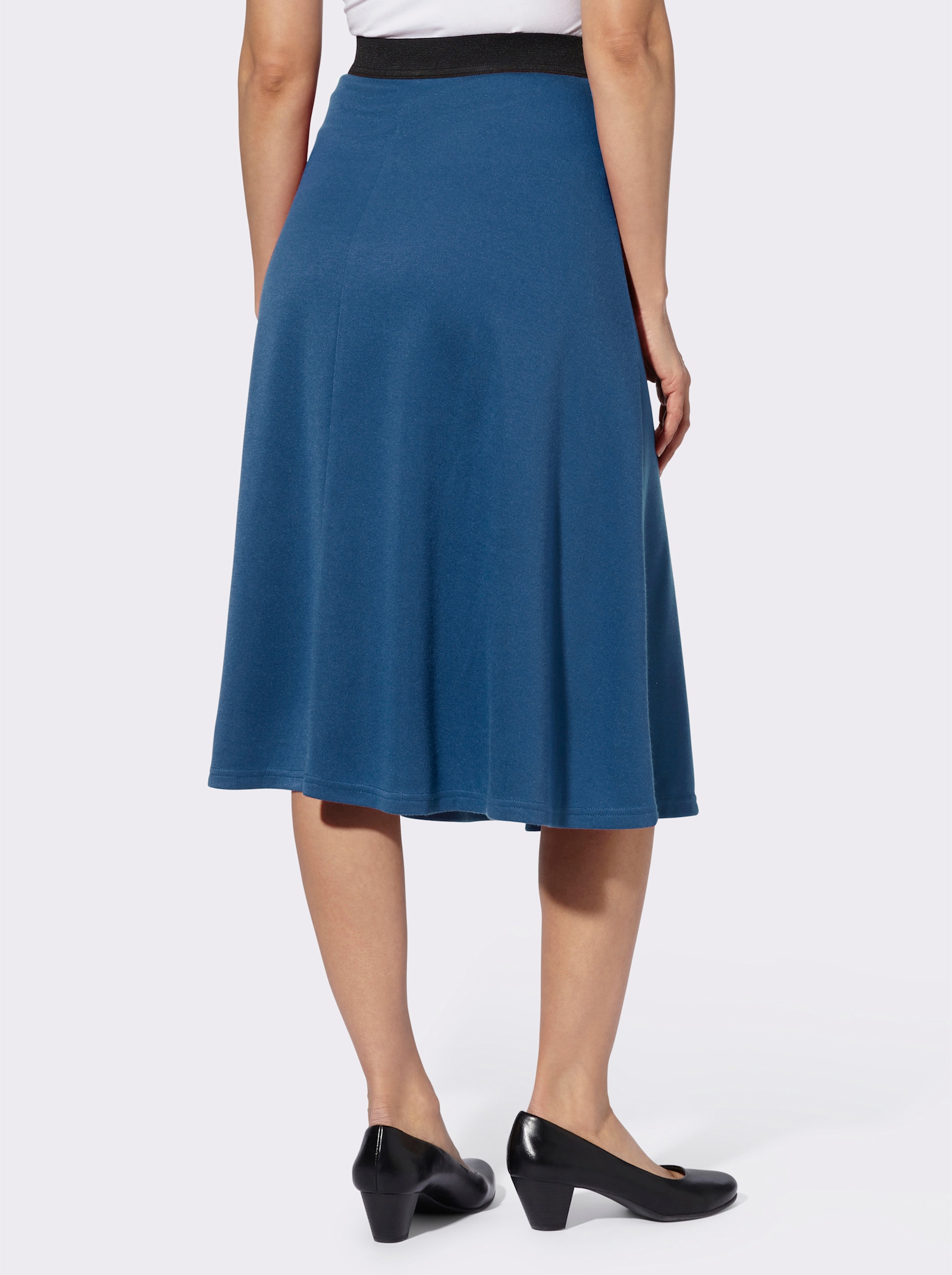 Jerseyrock mit Kontrastbund - marine + jeansblau