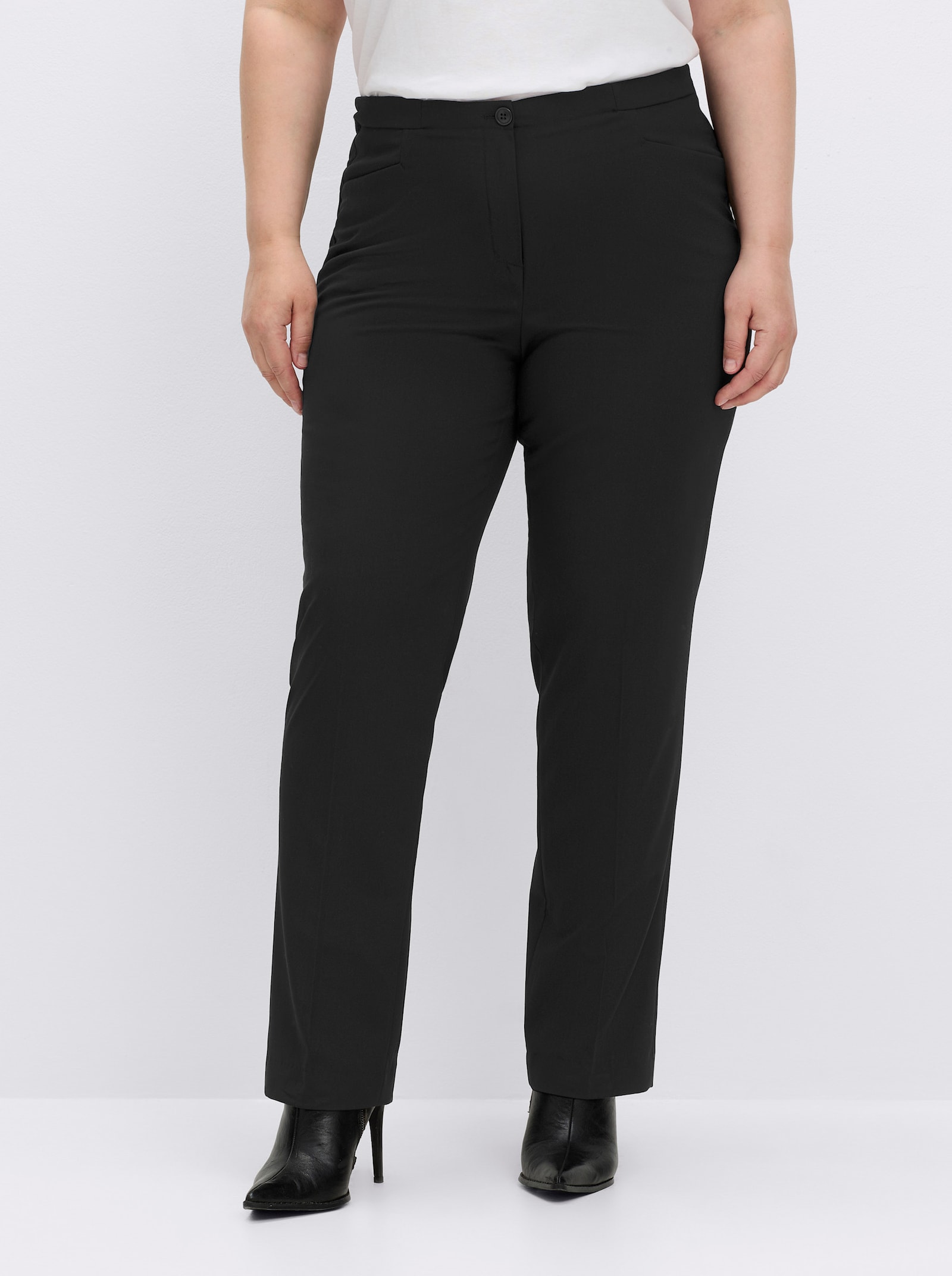 Come on Bügelfaltenhose in Bauch-weg-Form - schwarz