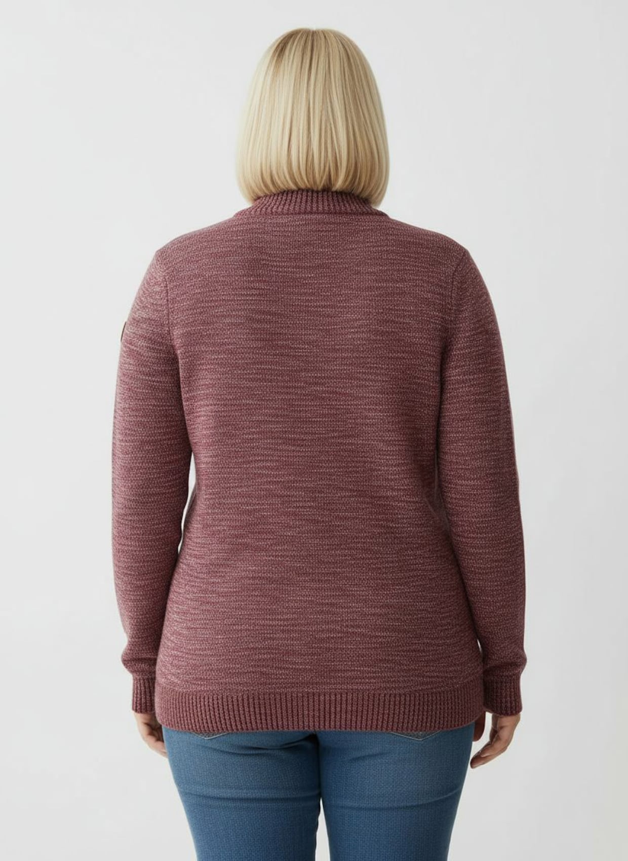 Troyer mit gerippten Abschlüssen - bordeaux-meliert