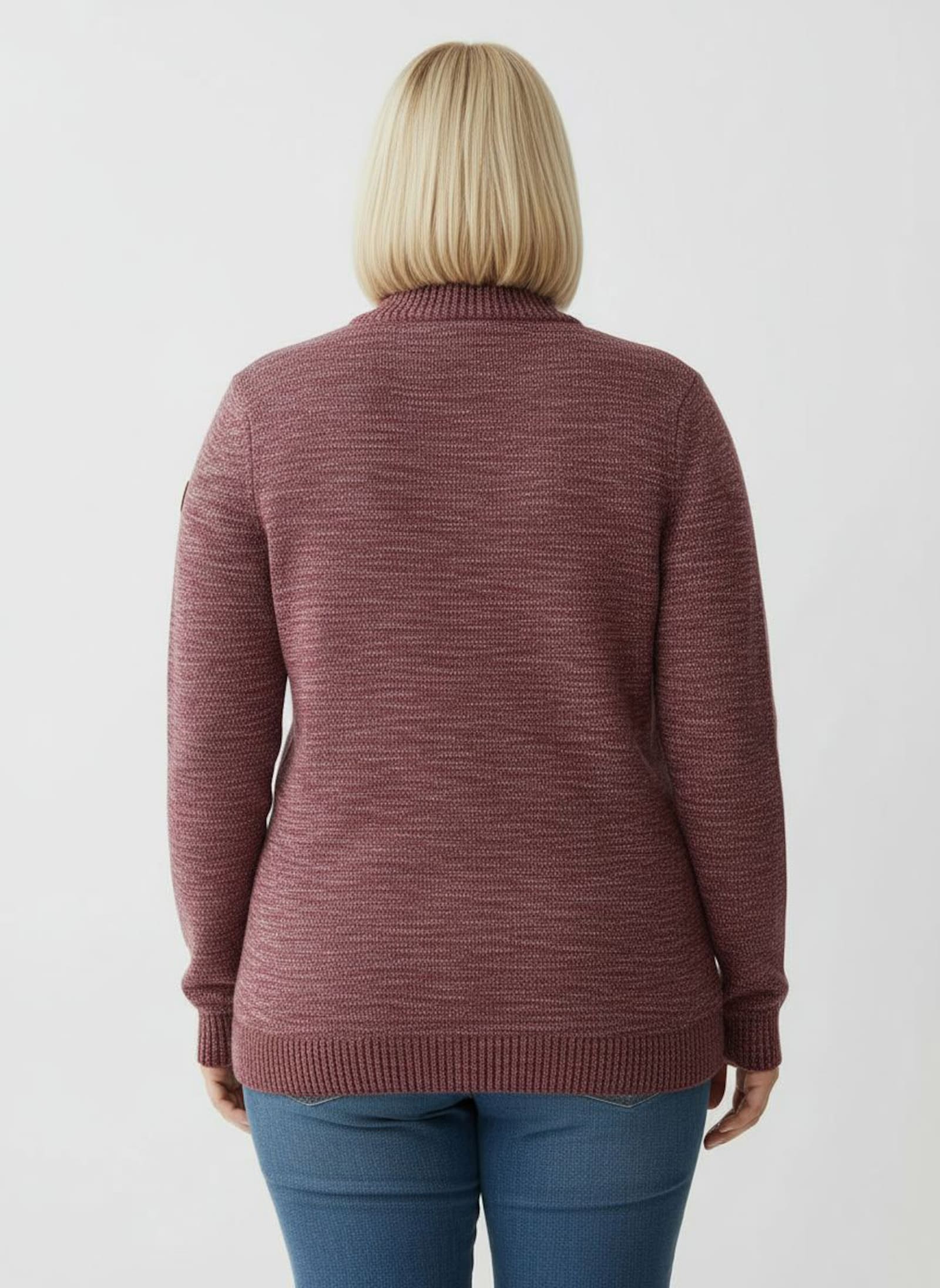 Troyer mit gerippten Abschlüssen - bordeaux-meliert