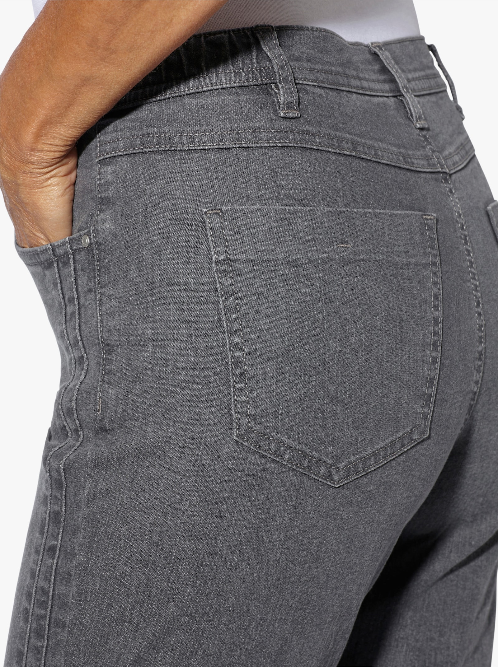 Jeans mit seitlichem Einsatz - grey-denim