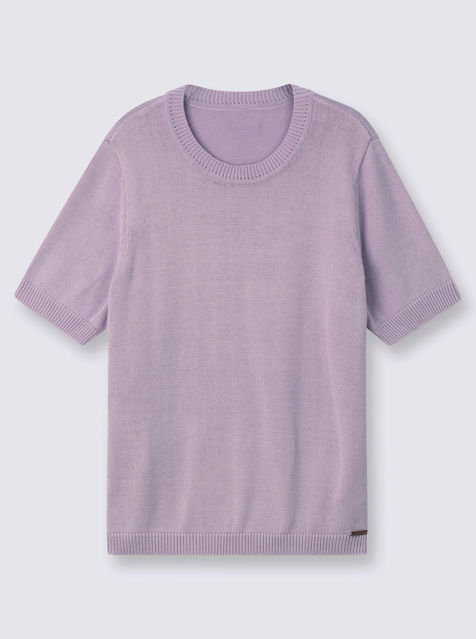 Kurzarmpullover mit Rippabschlüssen - flieder