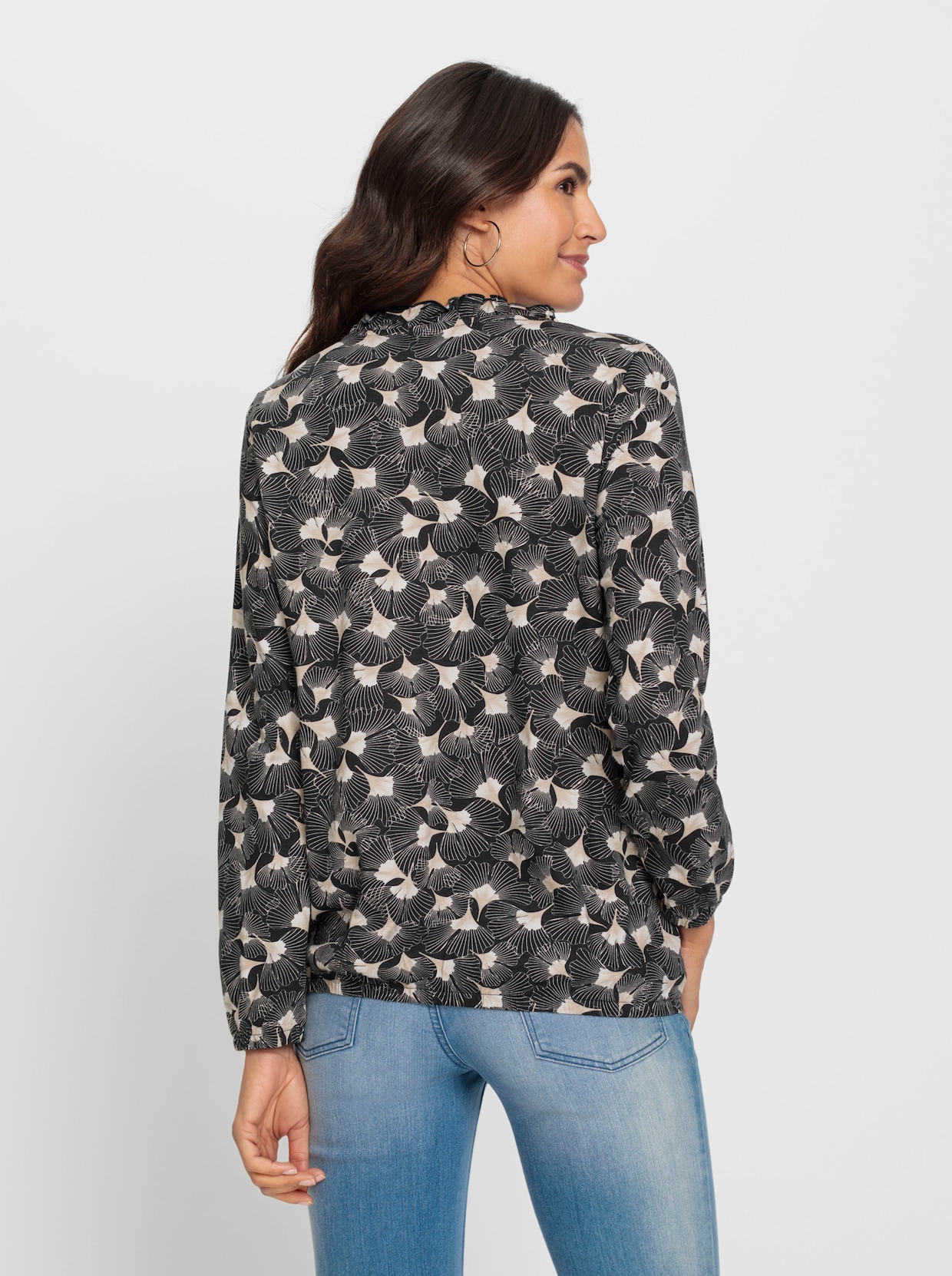 Print-Shirt - schwarz-sesam-bedruckt