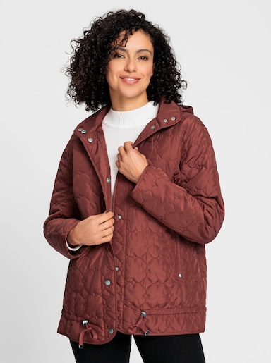 Steppjacke mit Tunnelzug im Saum - rotbraun