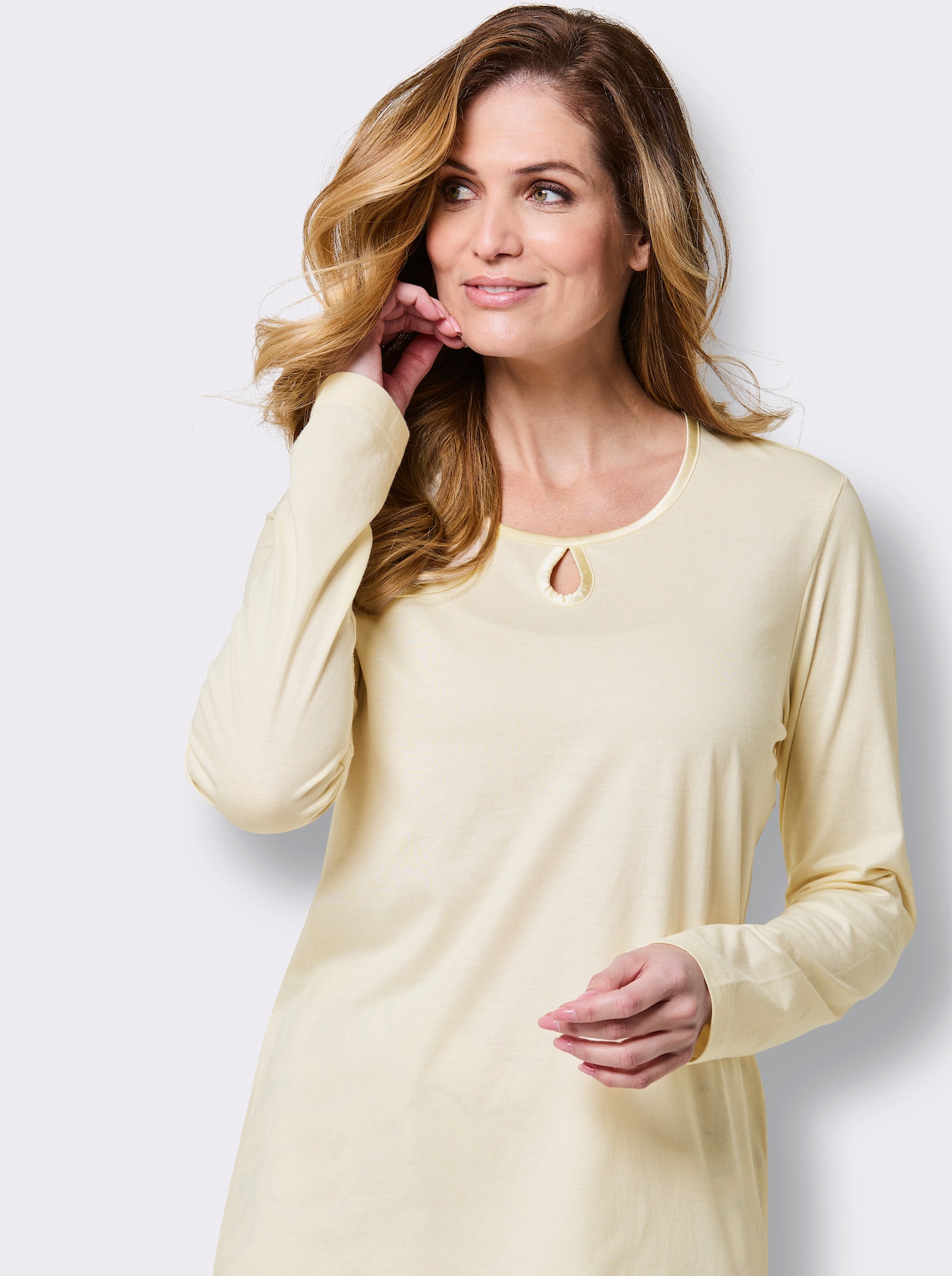 wäschepur Schlafanzug im Kettendessin - champagner-marine-bedruckt