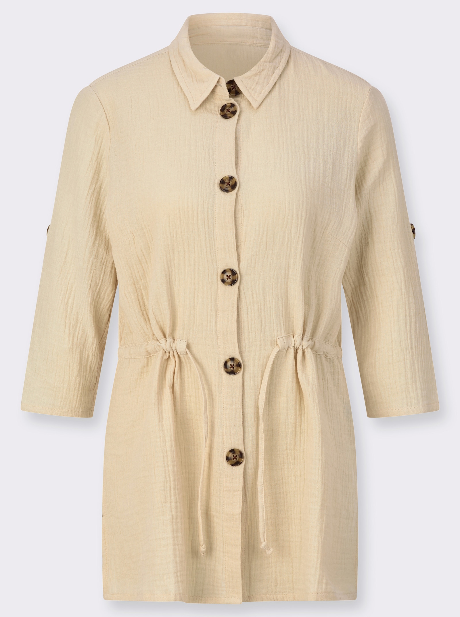 Blusenjacke mit Krempelärmeln - sand