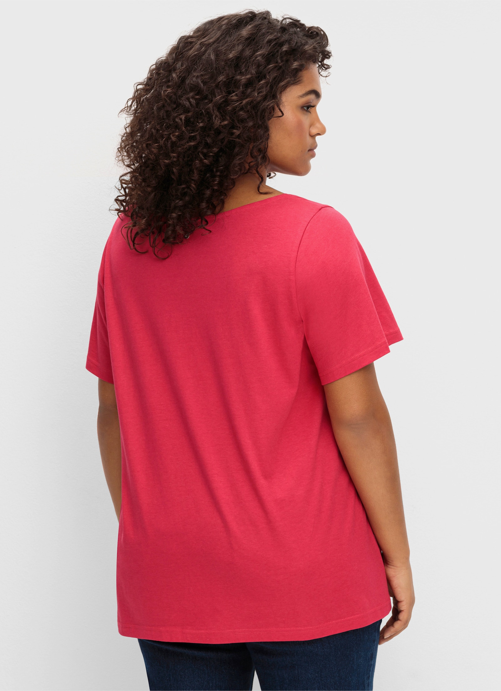 sheego T-shirt met vierkante hals - magenta