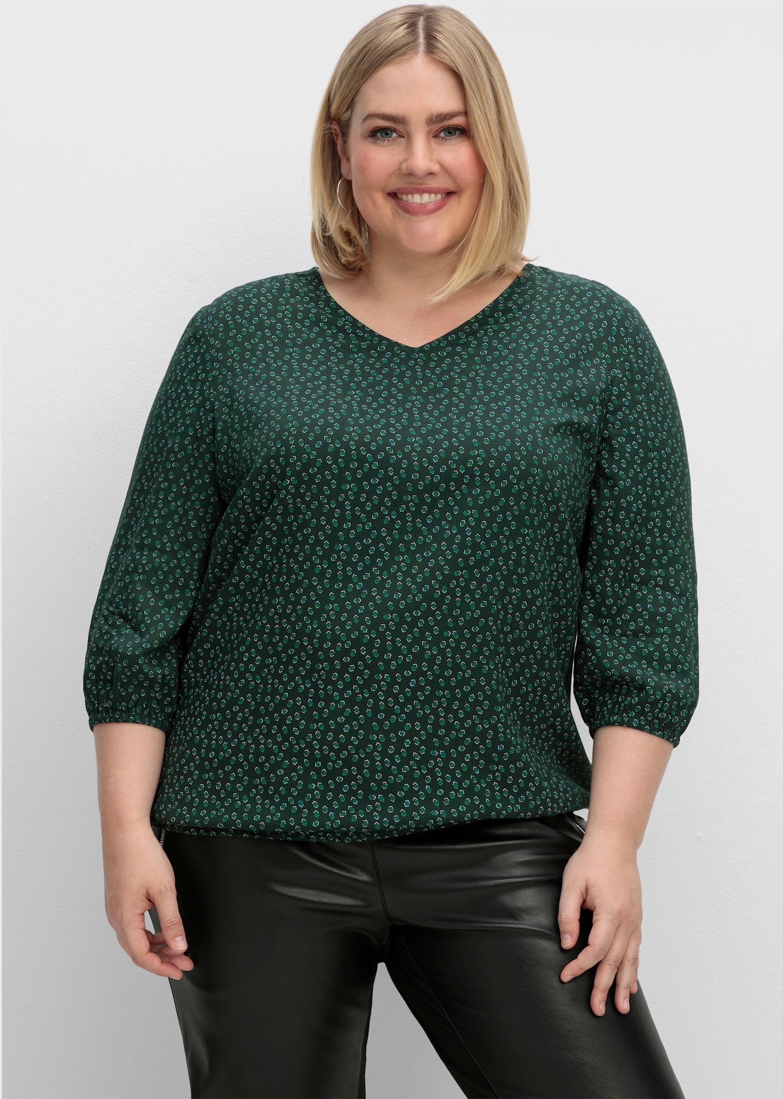 sheego Tuniek met minimalistische print - diepgroen gedessineerd