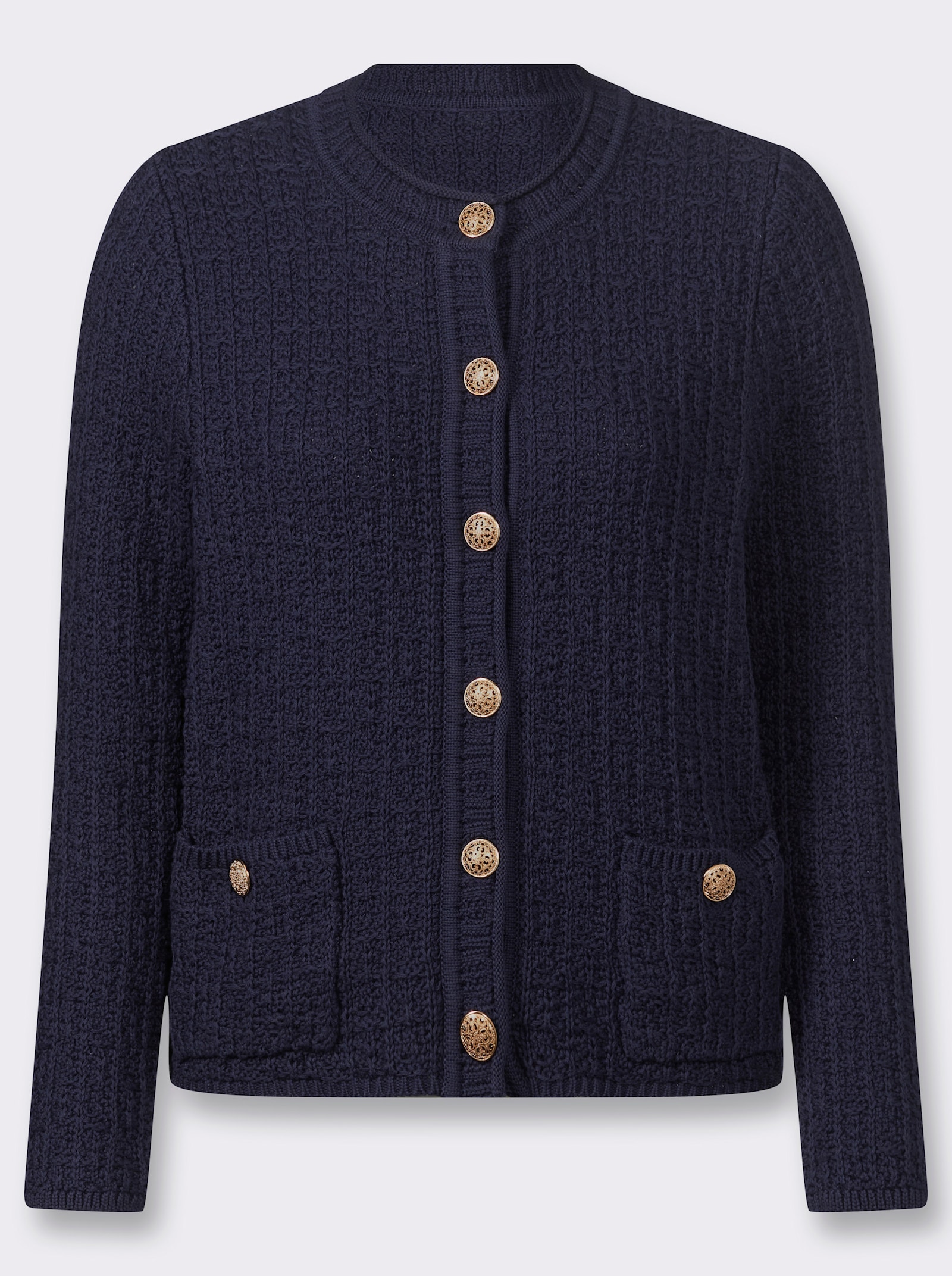 Strickjacke mit goldfarbenen Schmuckknöpfen - marine