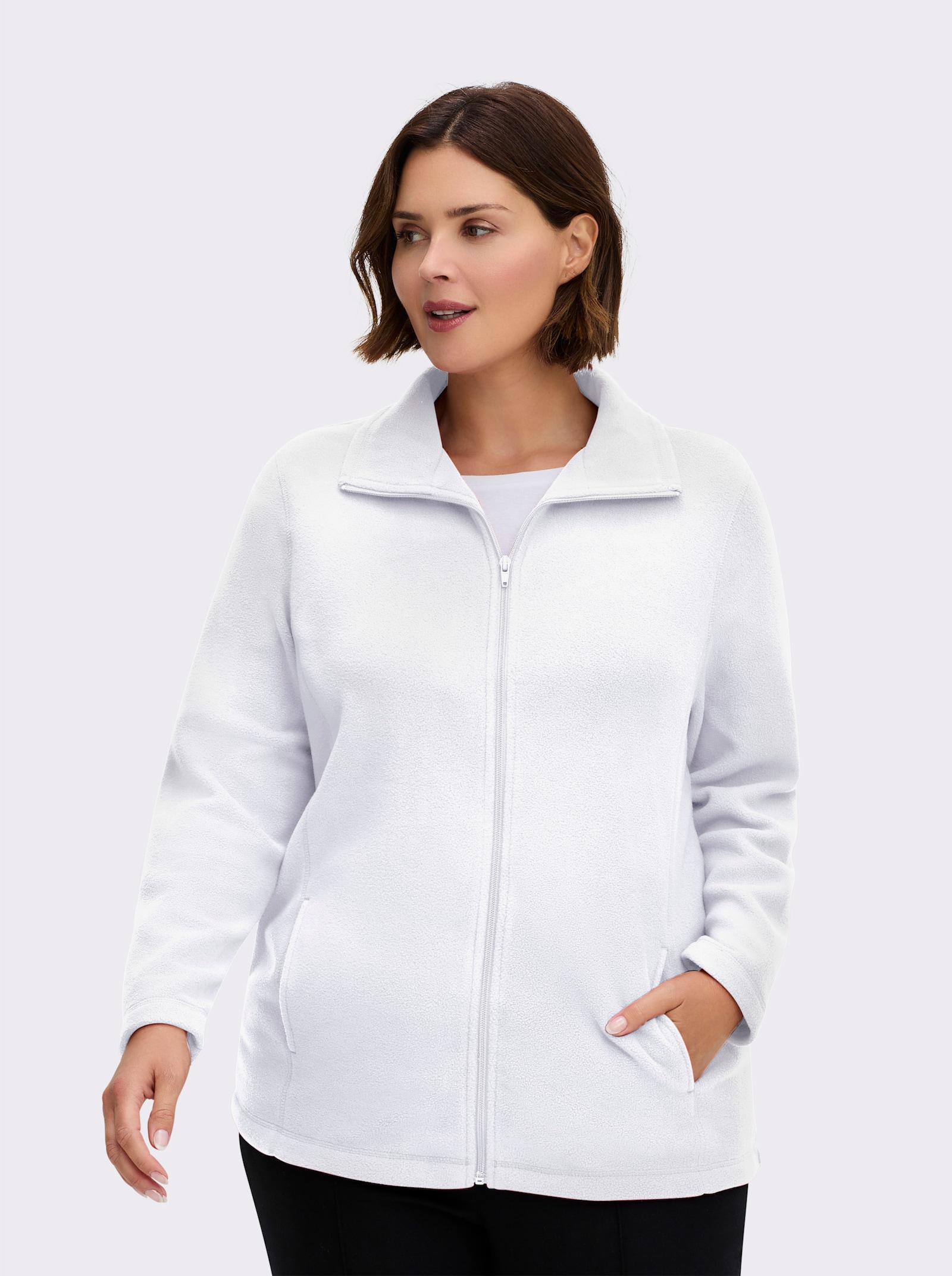 Fleecejacke mit zwei Taschen - ecru