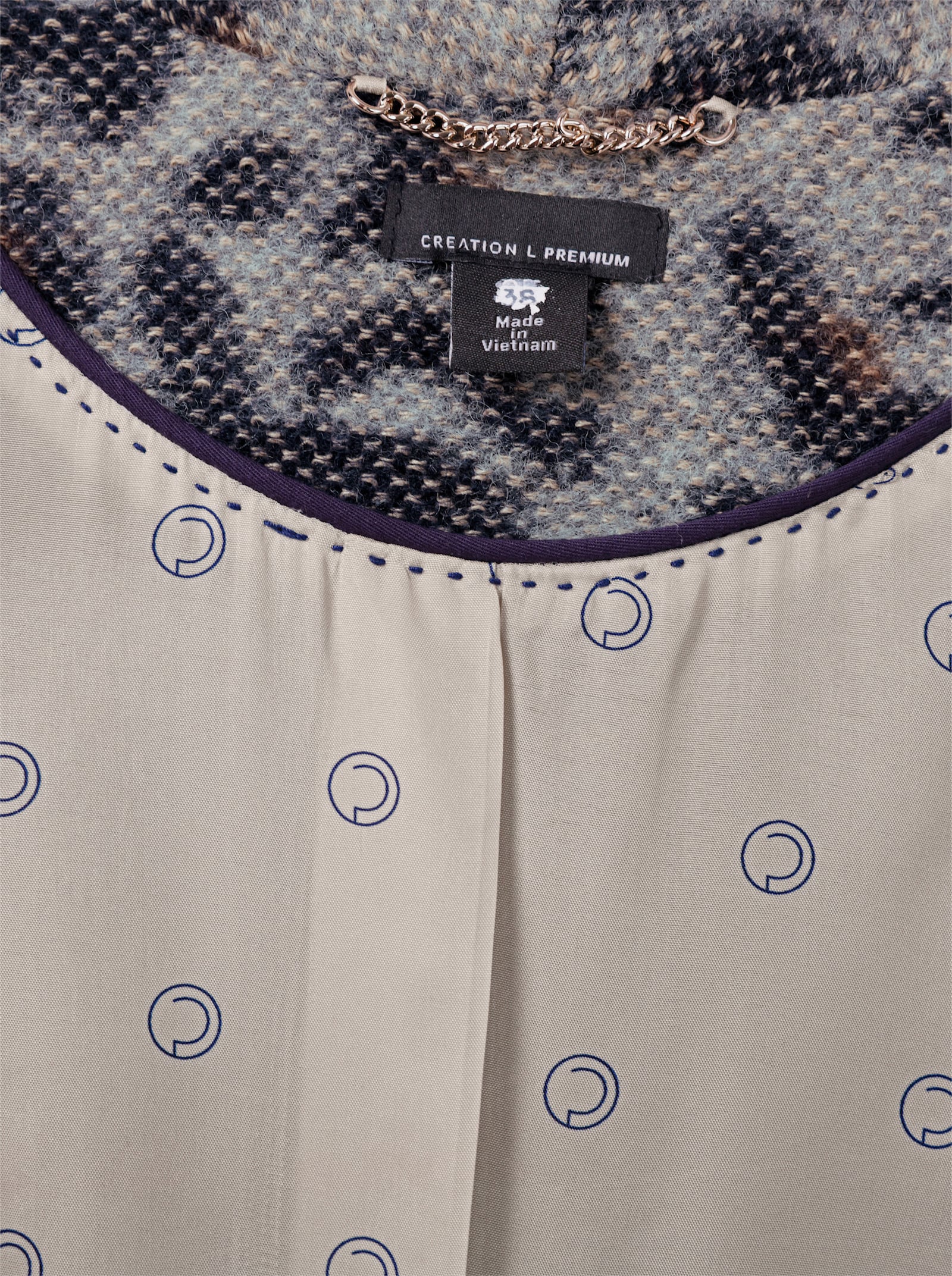 CREATION L PREMIUM Korte blazer met luipaardpatroon - marine/zand gedessineerd