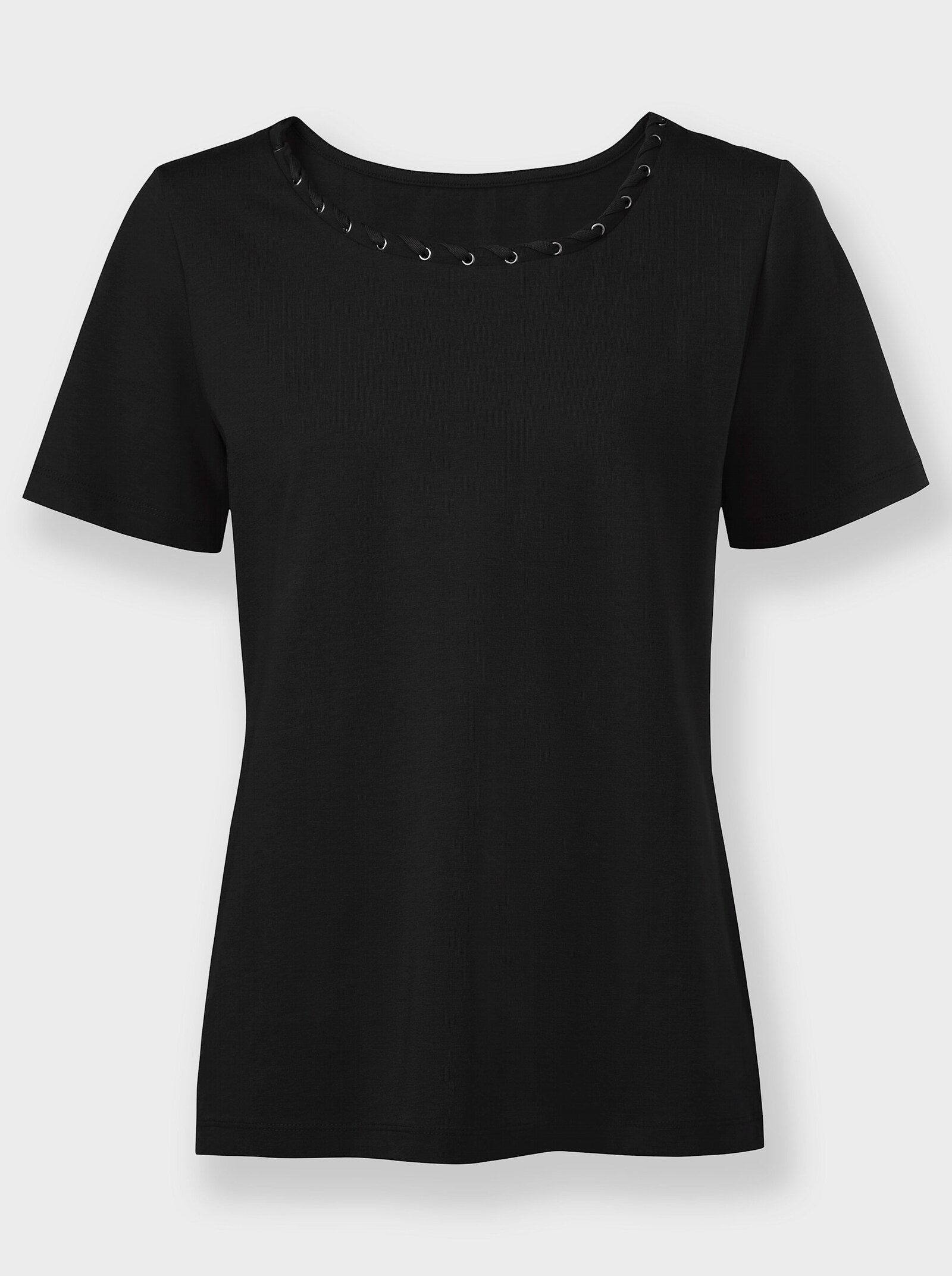 heine Rundhalsshirt mit Zierband - schwarz