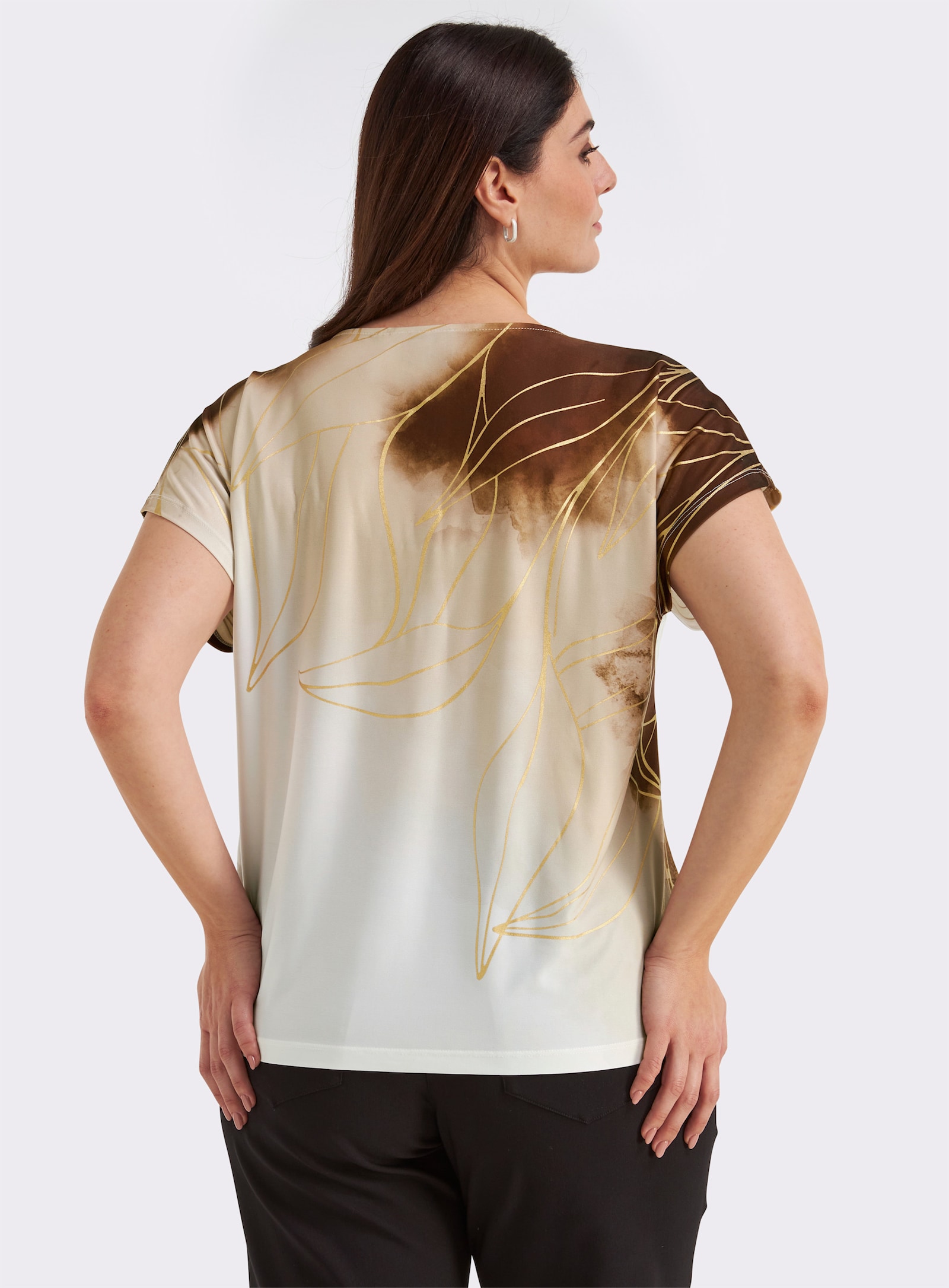 Print-Shirt mit Foliendruck - sand-goldfarben-bedruckt