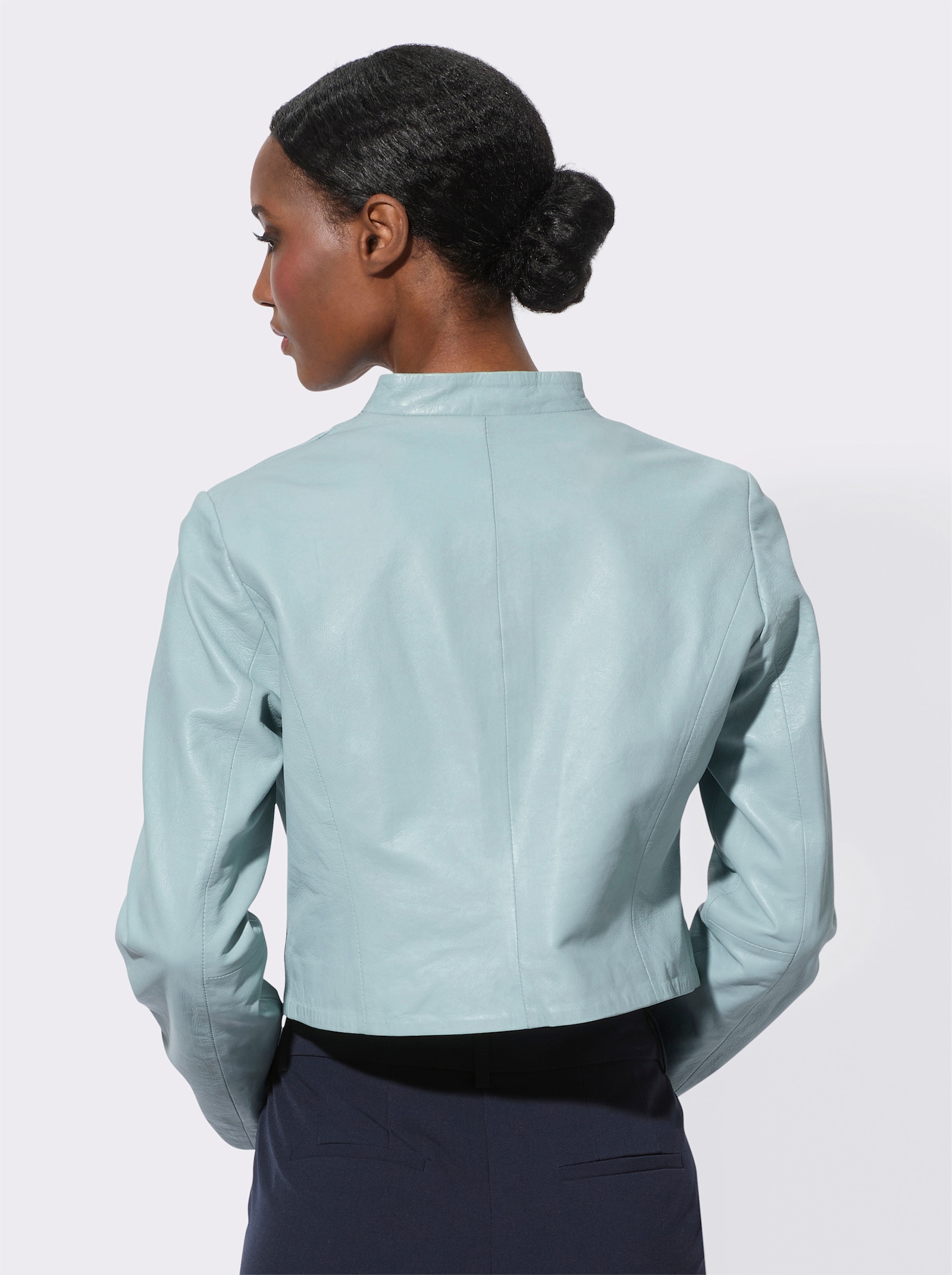 Mainpol Lederblazer aus reinem Lammnappa - kalkmint