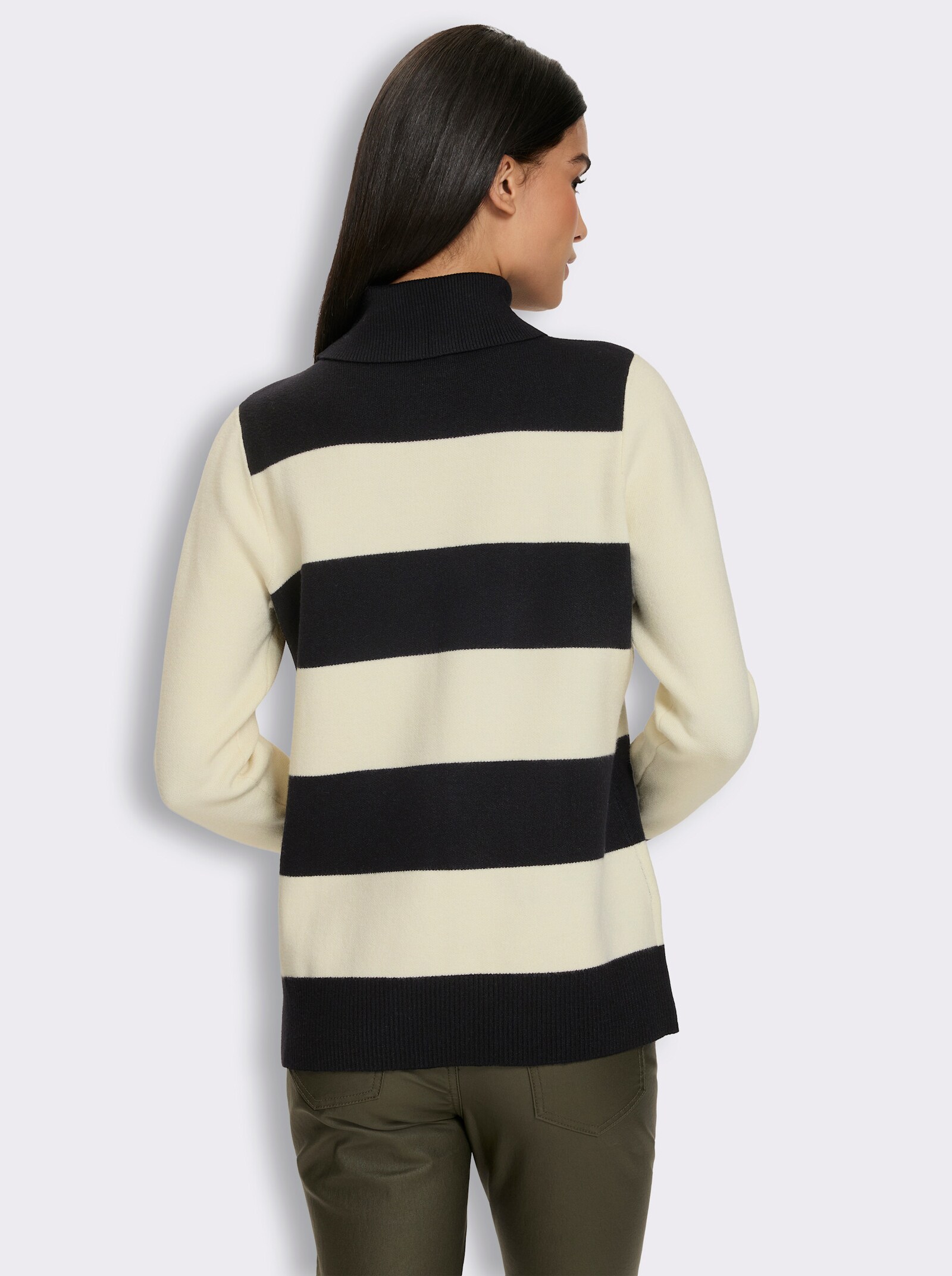heine Rollkragenpullover mit Blockstreifen - schwarz-champagner-gestreift