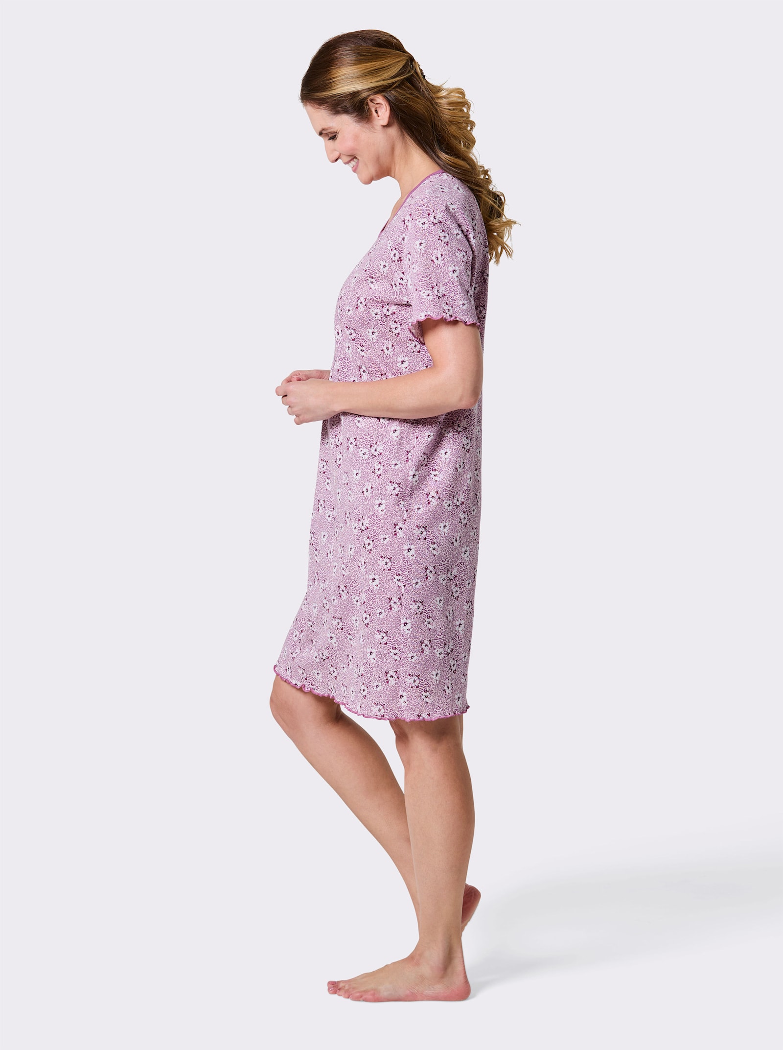 wäschepur Sleepshirt mit floralem Druck - hellrosé-violett-bedruckt
